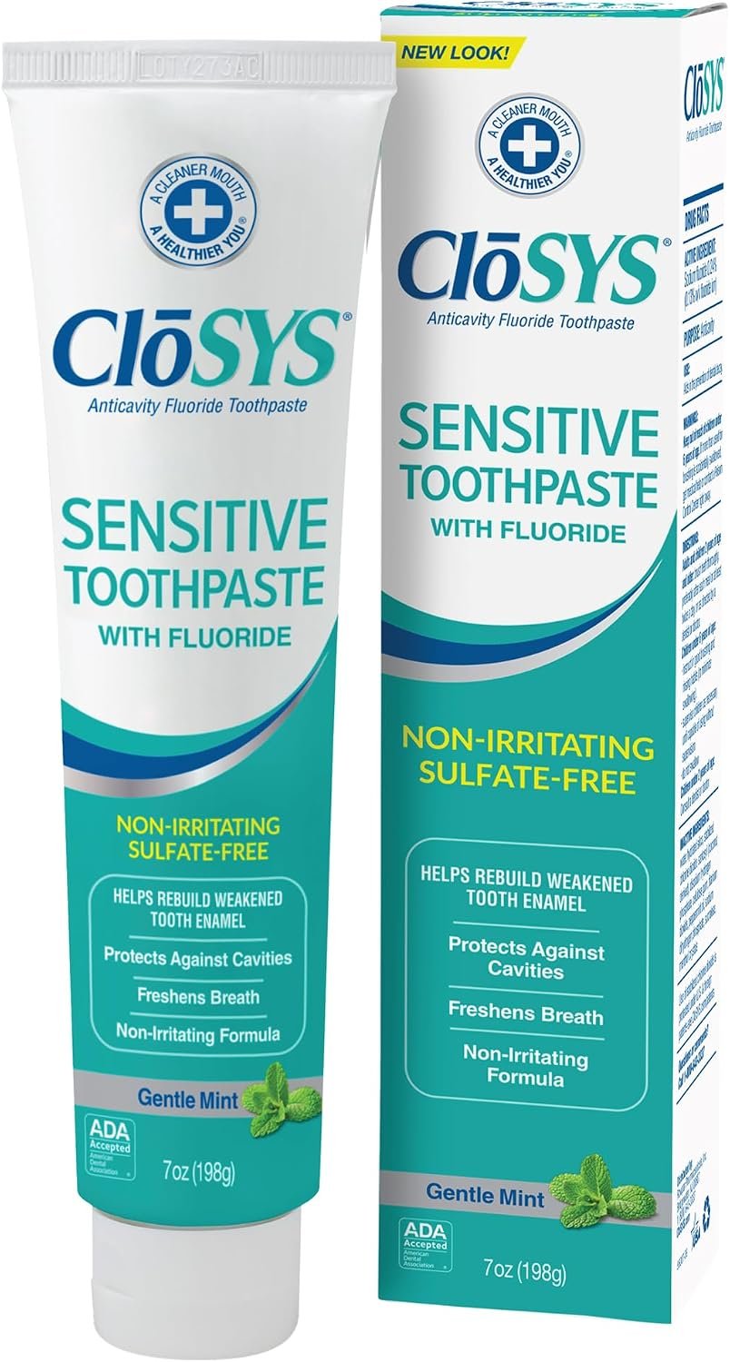 CloSYS SLS Free Toothpaste with Fluoride, 7 Ounce, Gentle Mint