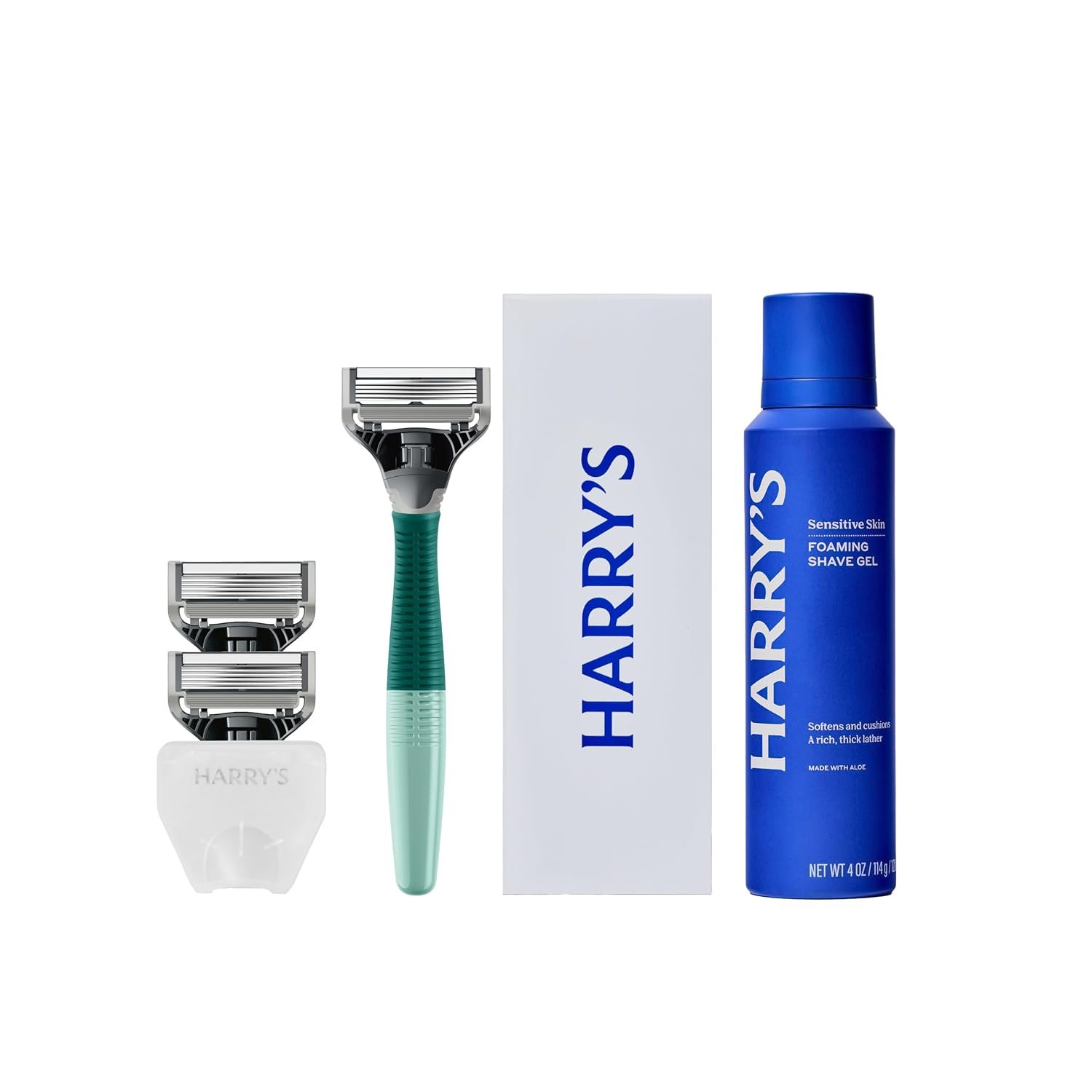 Harry’s Original Shaving Kit for Men – Razor Handle, 3 Refills, Shave Gel