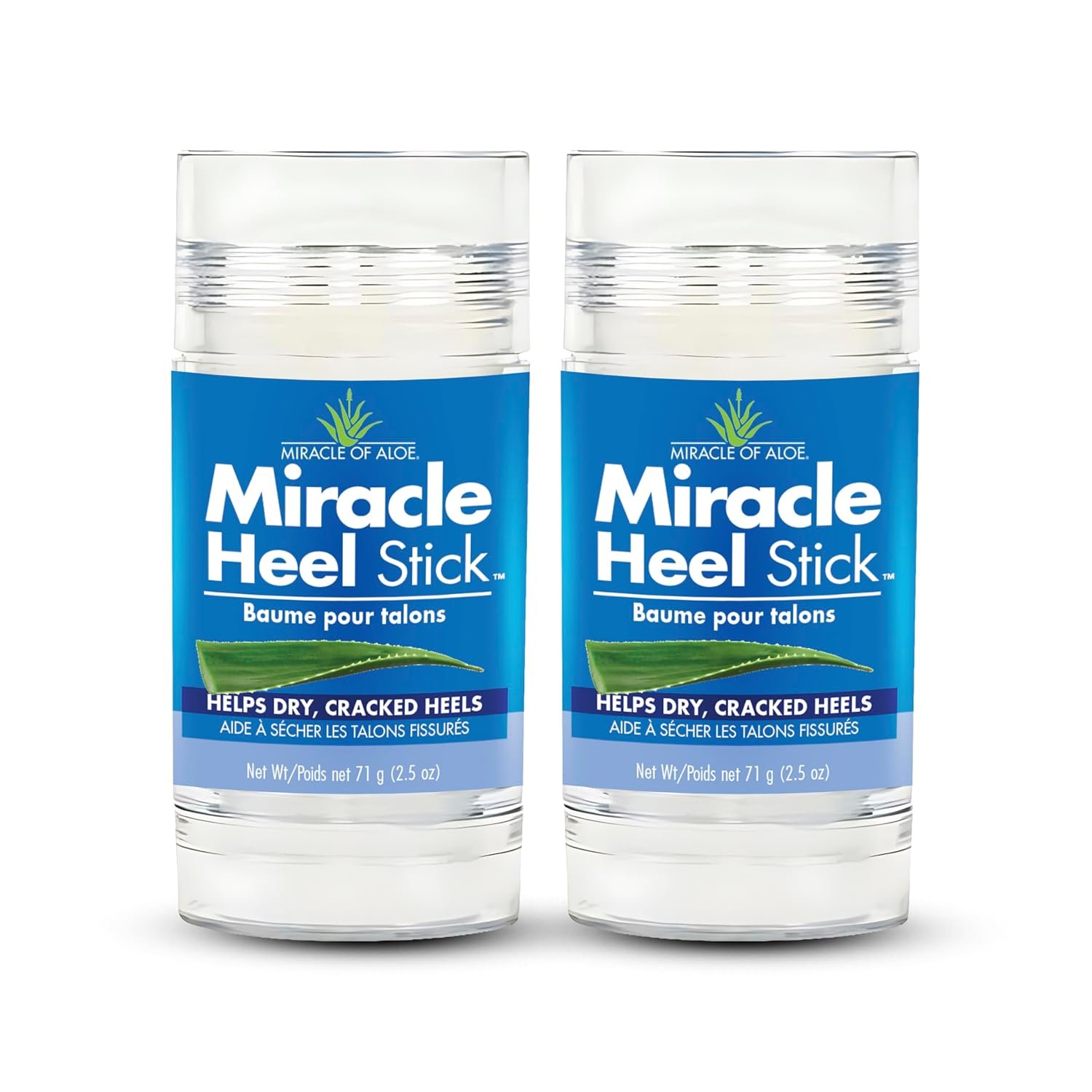 Miracle of Aloe Heel Balm For Dry Cracked Feet, Stick, 2 Pack, 2.5 Oz Each