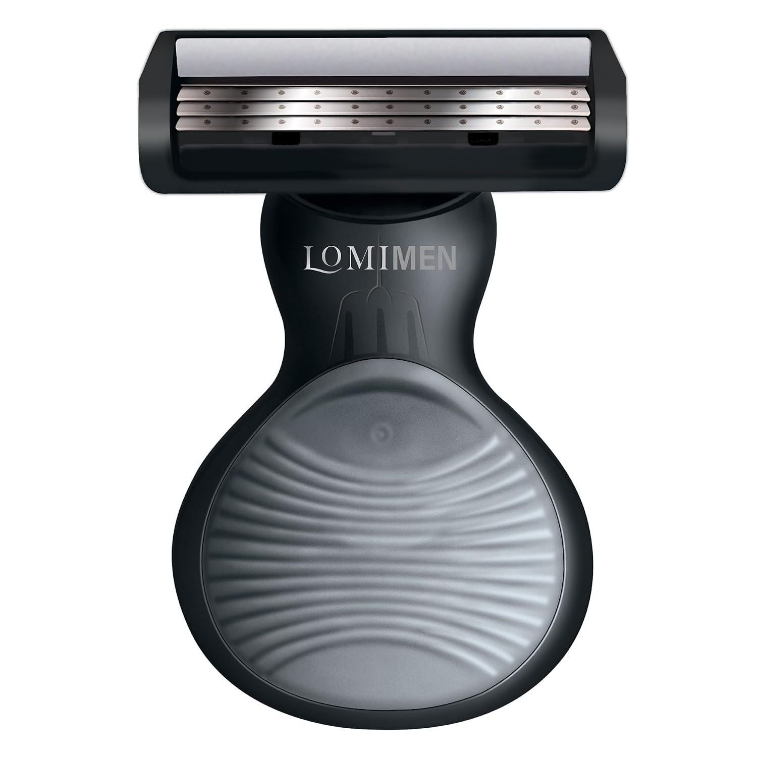 LOMIMEN Men’s 3-Blade Travel Razor with Flexible Head, Moisture Strip, Carrying Case & Extra Replacement Cartridge, Compact Manual Shaver, Black