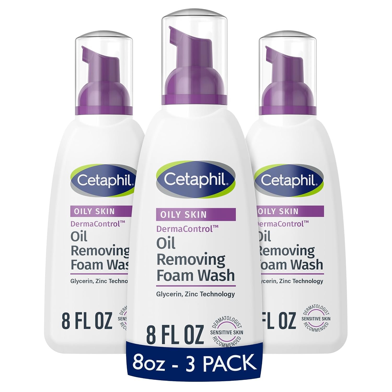 Cetaphil Pro Oil Removing Foaming Face Wash, Sensitive Skin, 8oz, 3ct