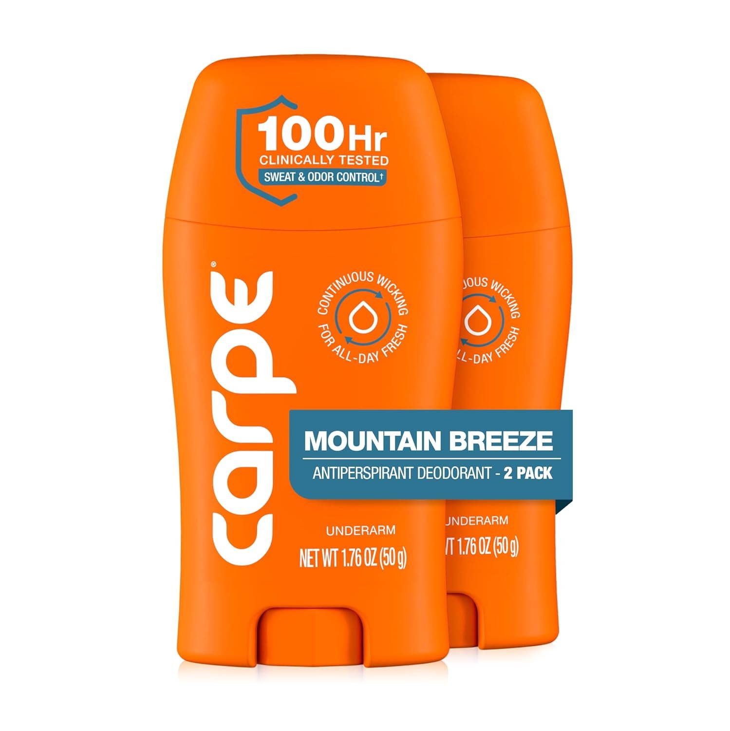 Carpe 100-Hour Antiperspirant Deodorant, Mountain Breeze – 2 Pack