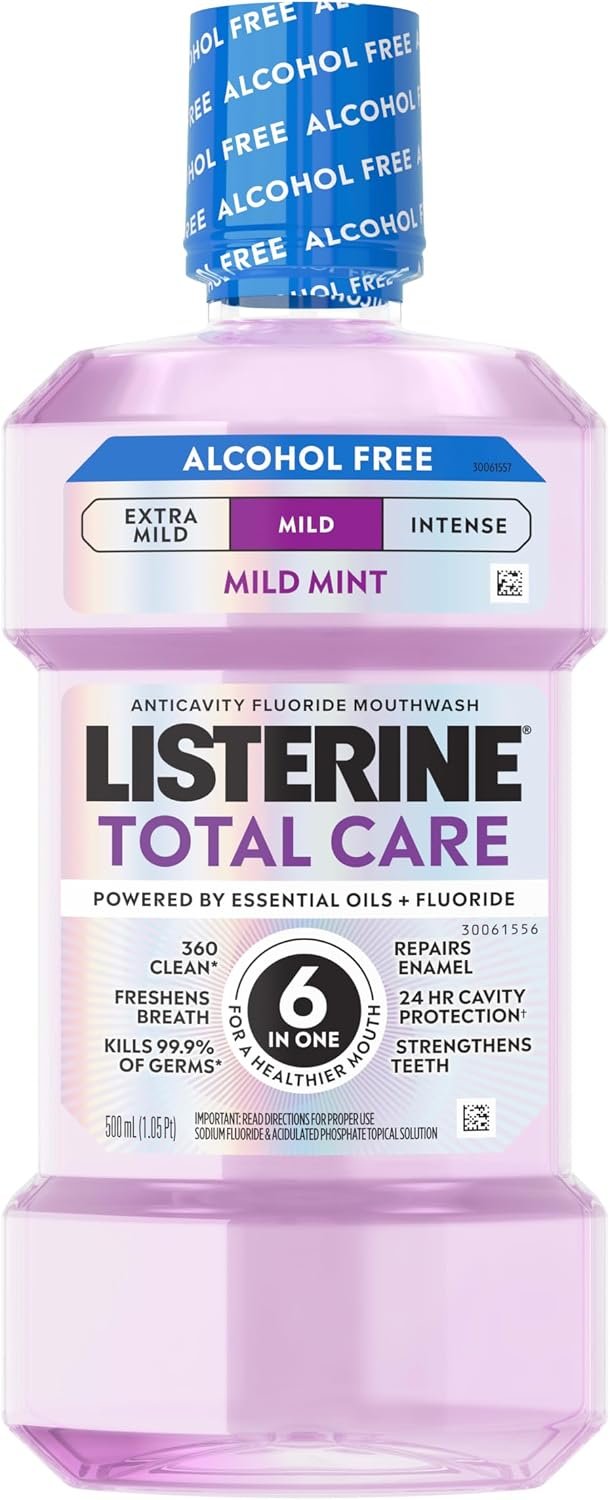 Listerine Total Care Alcohol Free Mouthwash, Mild Mint, 16.9 fl. oz/500 mL