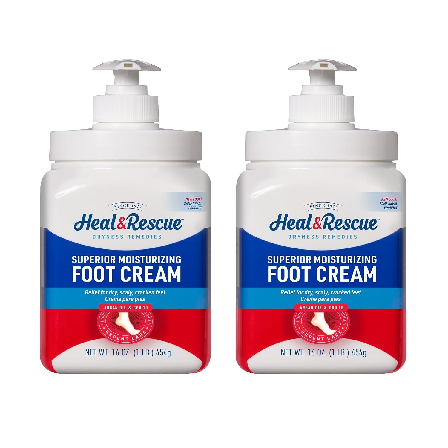 Heal&Rescue Heel Rescue Foot Cream, Unscented Foot Cream for Dry Feet, for Cracked, Calloused or Chapped Skin, 16 Ounce Bottle, 2 Pack