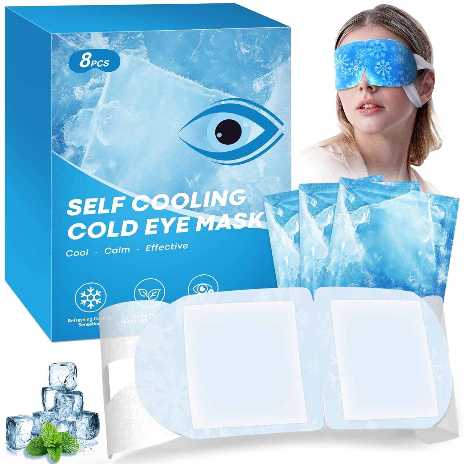 Gel Self Cooling Eye Mask, Instantly Cooling Eye Masks, 16 Pcs Travel Size