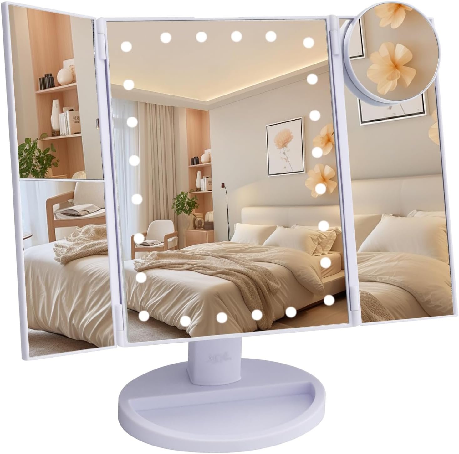 Ms. Pen- Tri-Fold Makeup Mirror Vanity with Lights, 9″ x 13.6″
