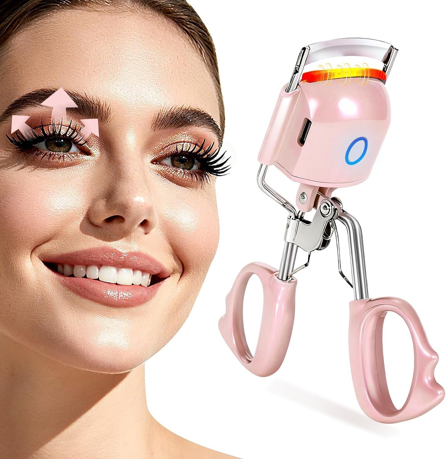 Heated Eyelash Curler Electric Eyelash Curlers Lash Curler with 10s Fast Heating for 24-Hour Lasting Curl USB Type-C Charging Women-Specific Design Suitable Travel-Friendly Beauty Tool Gift(Pink)