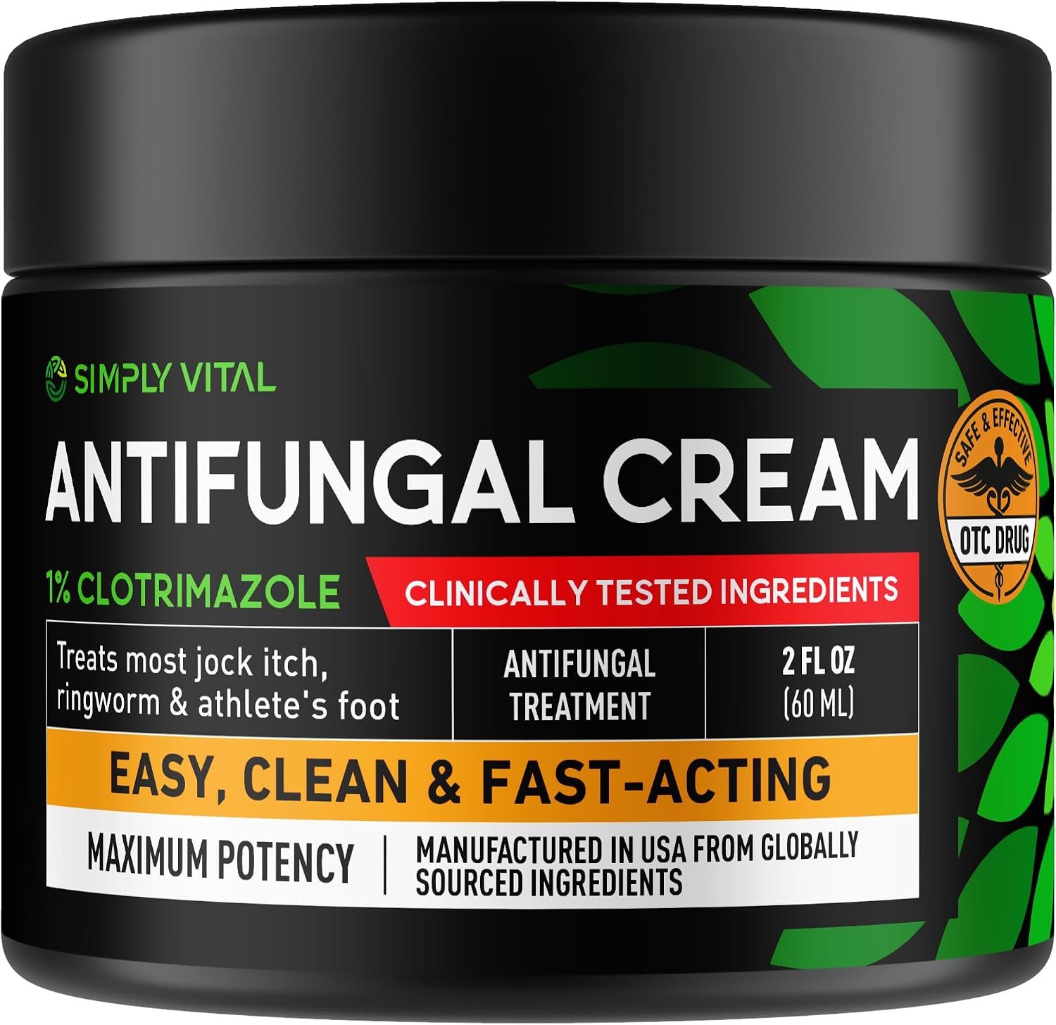 Clotrimazole 1% Antifungal Cream, Athlete’s Foot Jock Itch Ringworm 2 oz