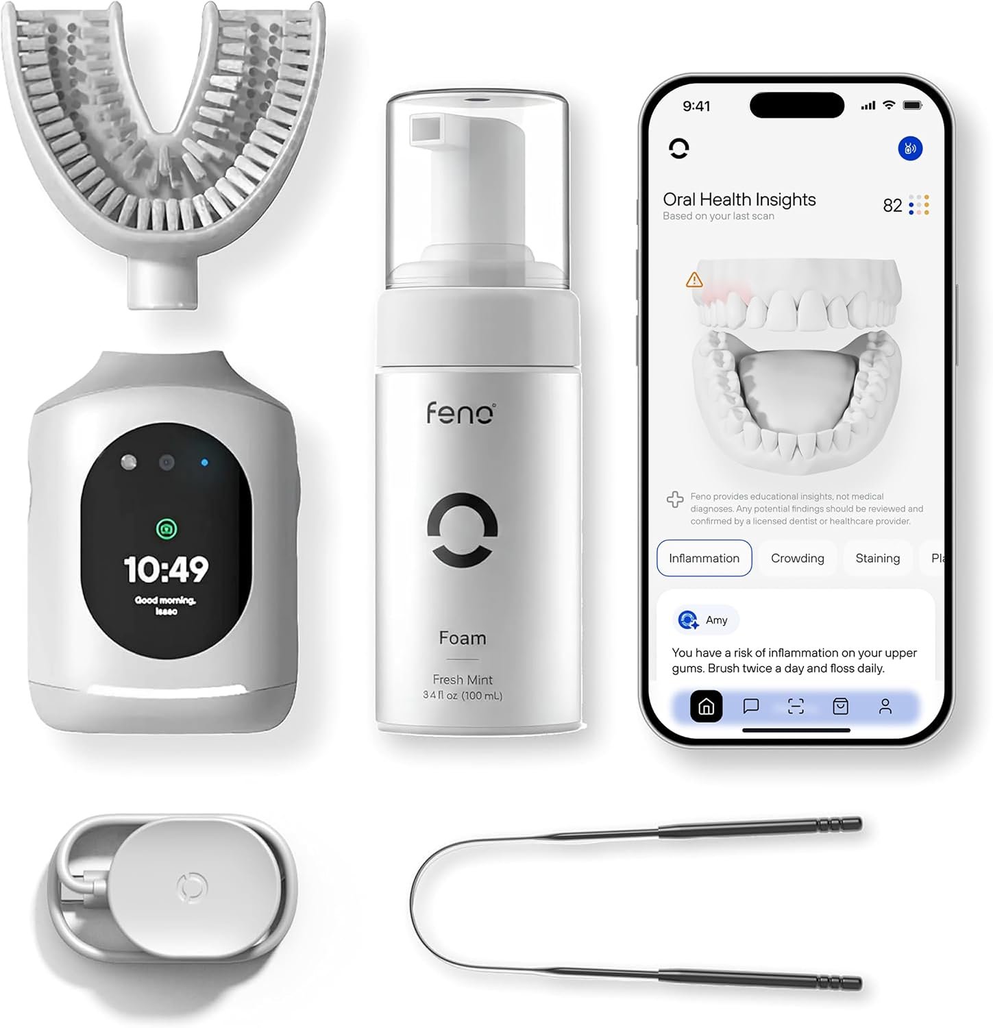 Feno Smartbrush Founders Edition Plus AI Electric Toothbrush, Mouthpiece