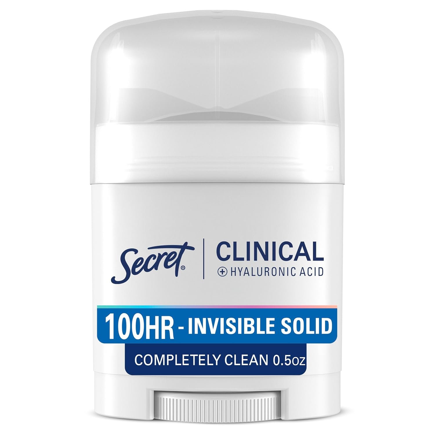 Secret Clinical Strength 100HR Sweat & Odor, Invisible Solid Antiperspirant & Deodorant for Women, 3X Stress Protection with Hyaluronic Acid, PH Balanced, Completely Clean Scent, 0.5 oz