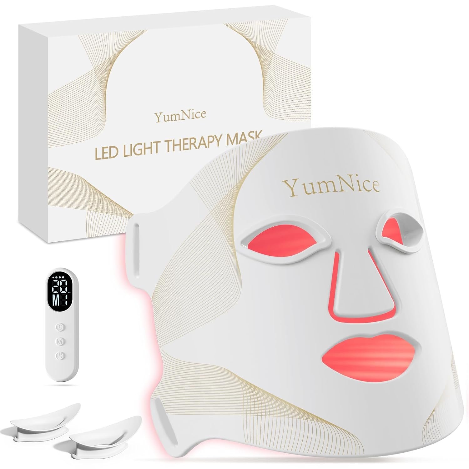 Red Light Therapy for Face, 8 Light Modes & 850NM Infrared LED Face Mask Light Therapy with 288 LEDs 3-in-1 Chip, Auto Cycle, Rechargeable Remote,Cordless Red Light Mask Skincare for Home Travel