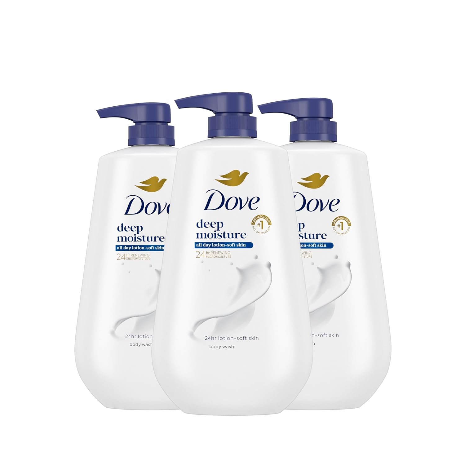 Dove Body Wash Deep Moisture 30.6 oz Pump 3 Pack, Sulfate Free