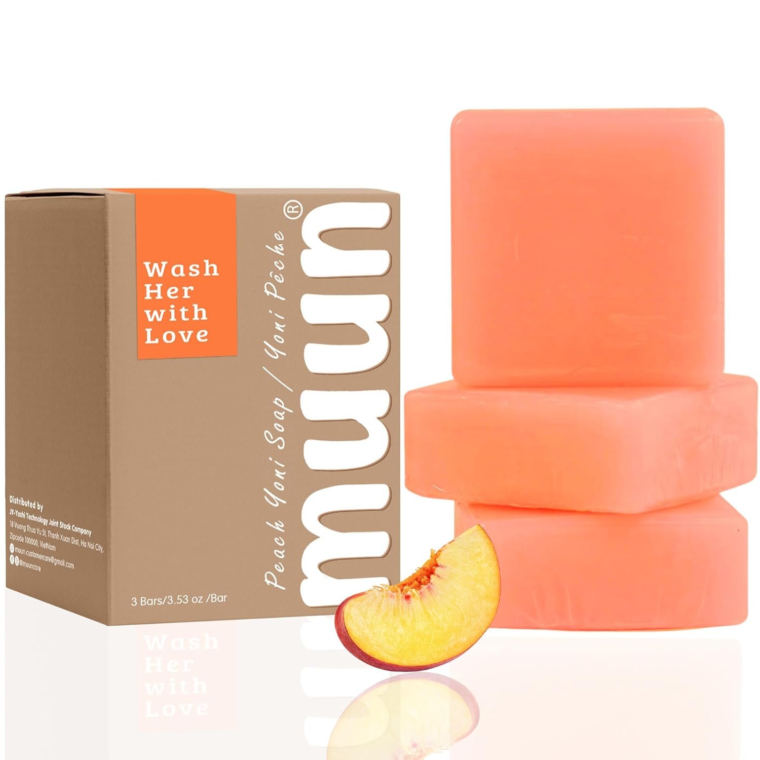 Muun Yoni Soap Bar – Peach Pack 3 Feminine Wash pH Balance Eliminates Odor