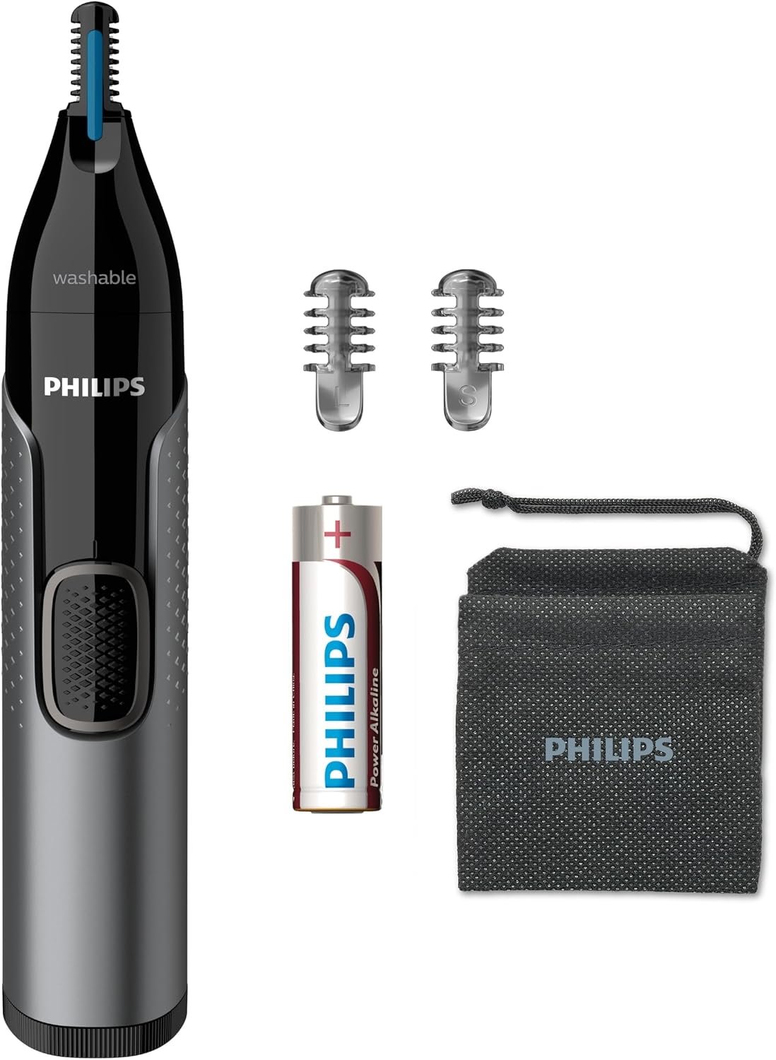 Nose Hair Trimmer, Series 3000 Nose, Ear and Eyebrow Trimmer Showerproof with Protective Guard System, Battery-Operated, No pulling Guaranteed – NT3650/16