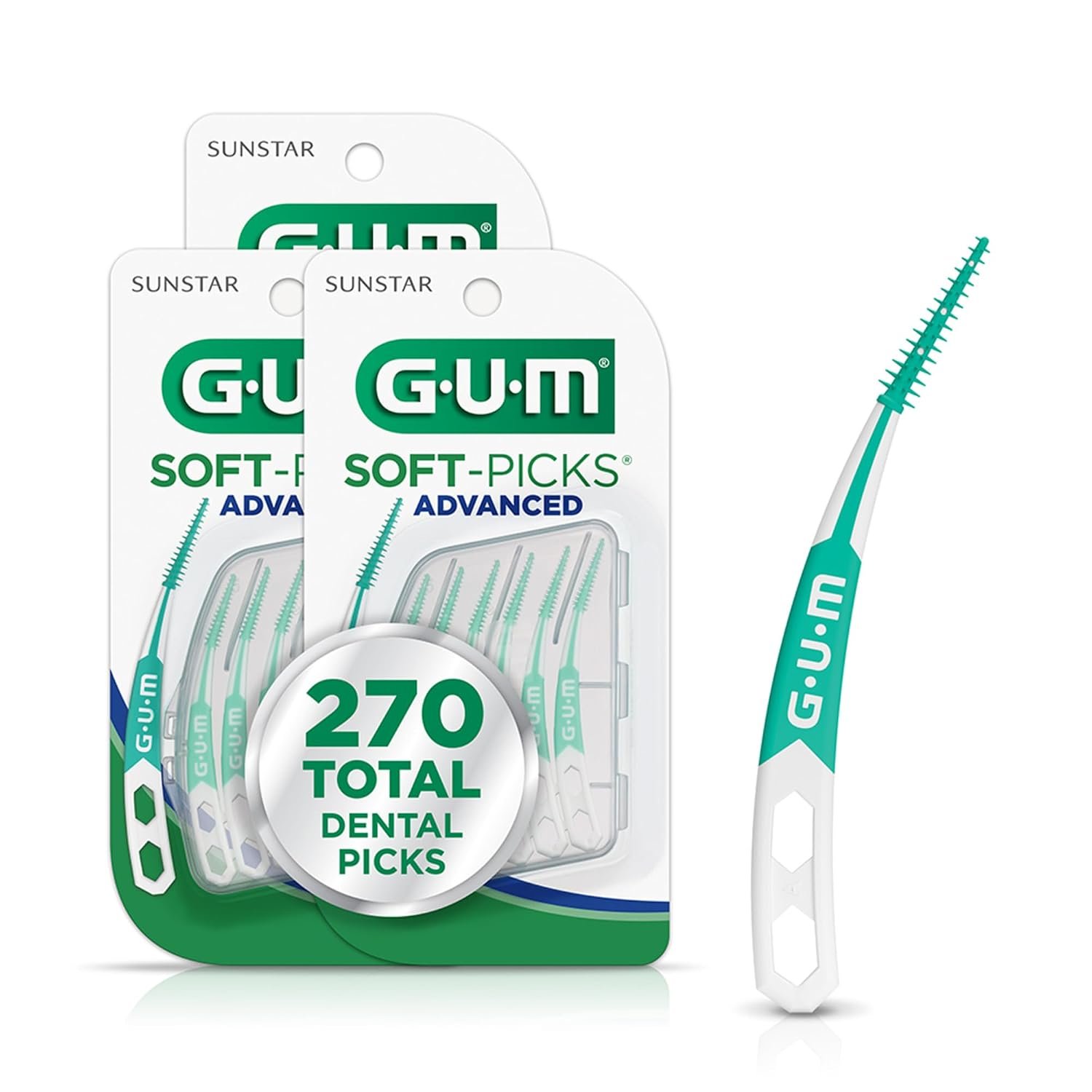GUM Soft-Picks Advanced Interdental Picks, 90 Count (3 Pack)