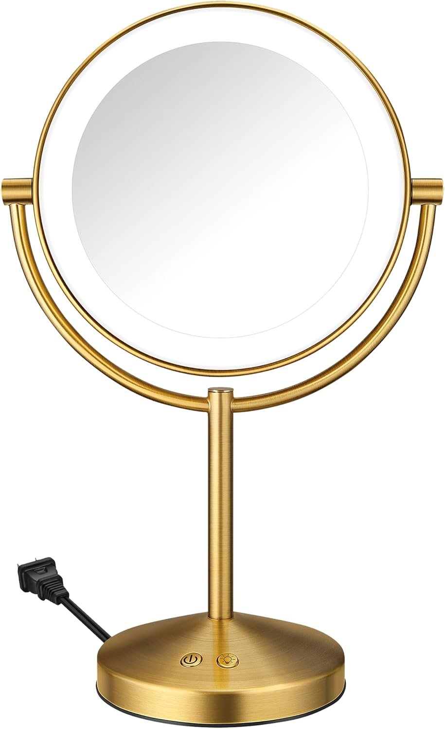 Conair LED Vanity Mirror, Double-Sided, 10x Maginification, Brushed Brass