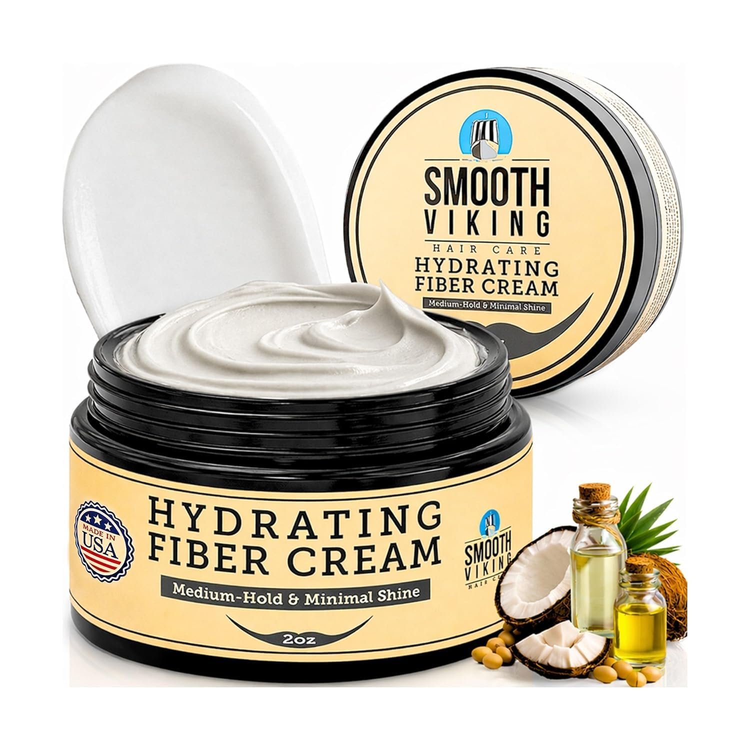 Smooth Viking – Hydrating Fiber Cream for Men, Medium Hair Hold – 2oz