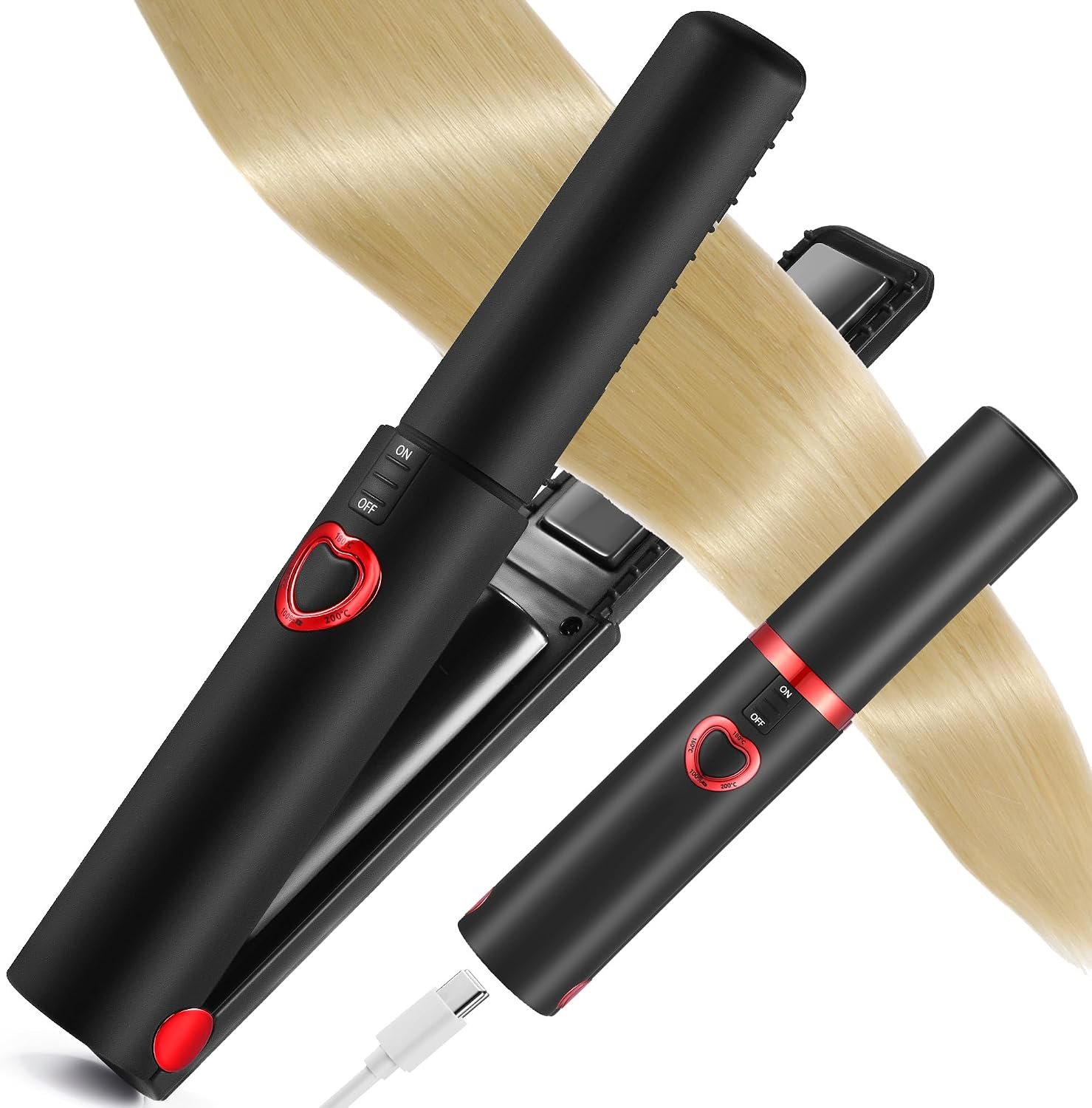 ISIX Cordless Mini Hair Straightener, USB-C Rechargeable Travel Flat Iron
