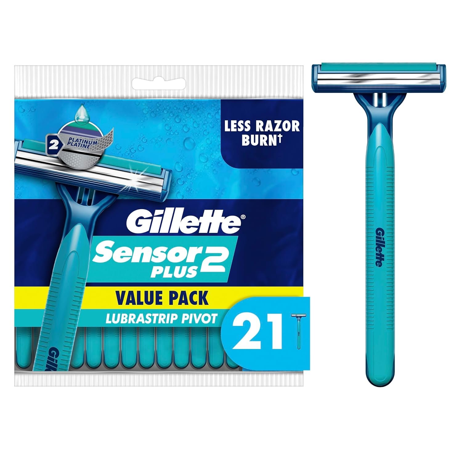 Sensor2 Plus Pivot Men’s Disposable Razor, 21 Razors