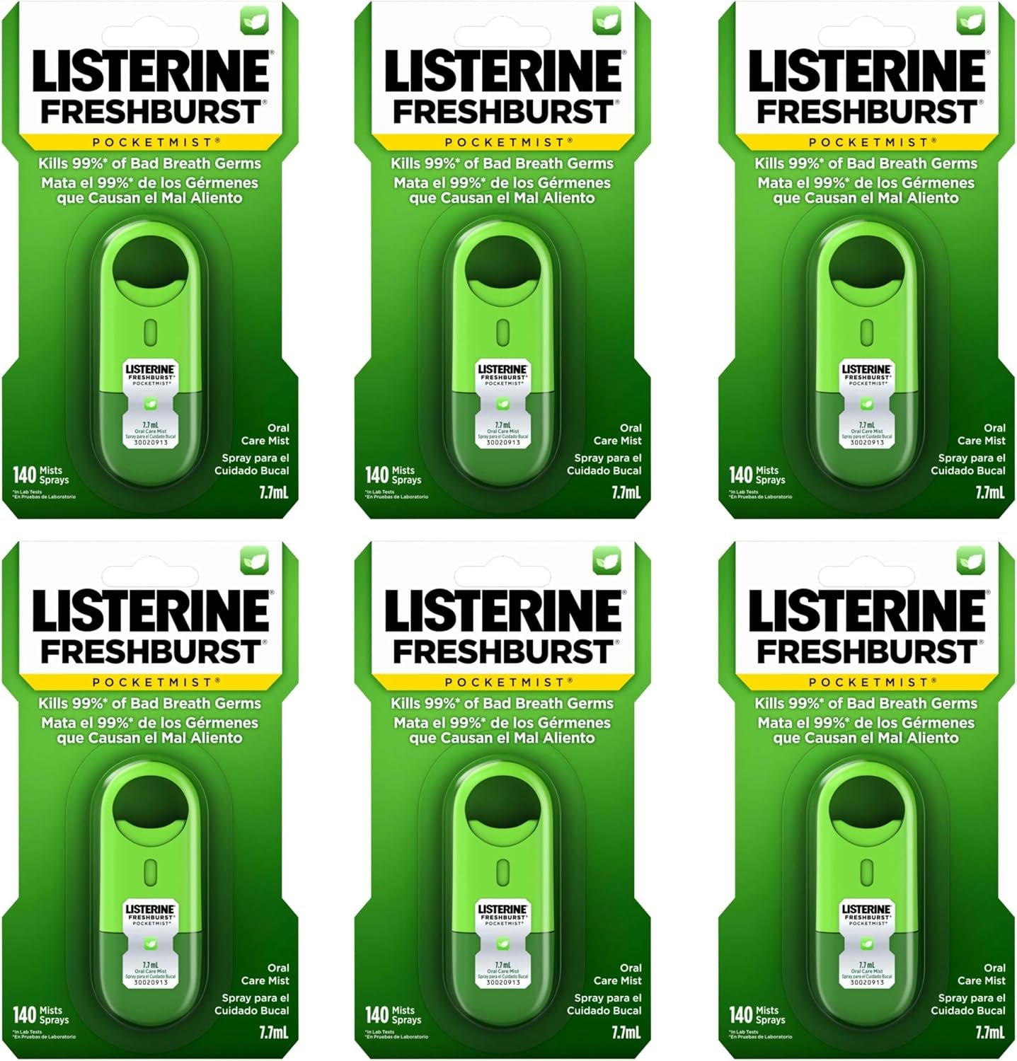 Listerine Pocketmist Oral Care Mist, Freshburst, 0.26 fl. oz/7.7 mL x 6