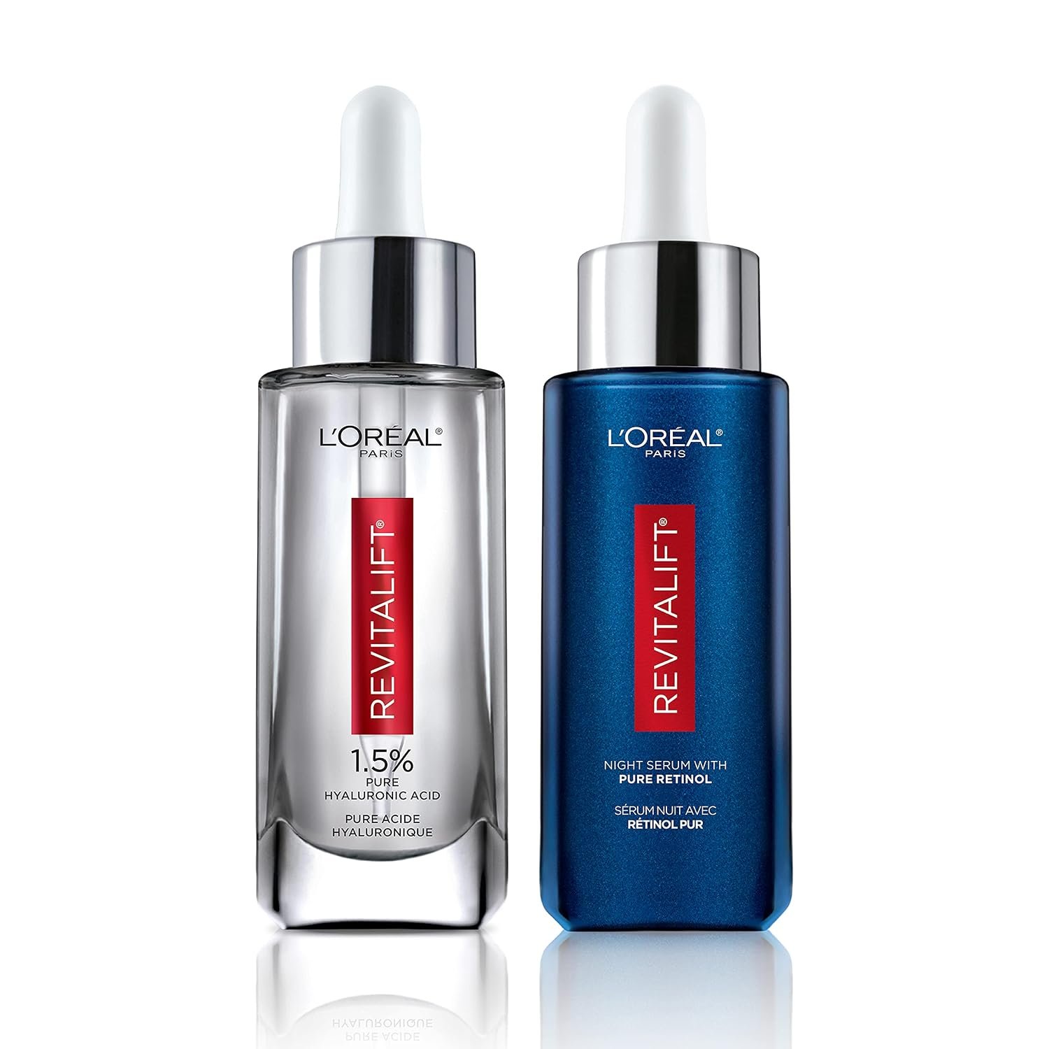L’Oreal Paris Revitalift 1.5% Pure Hyaluronic Acid Face Serum + 0.3% Pure Retinol Night Serum, 1 kit