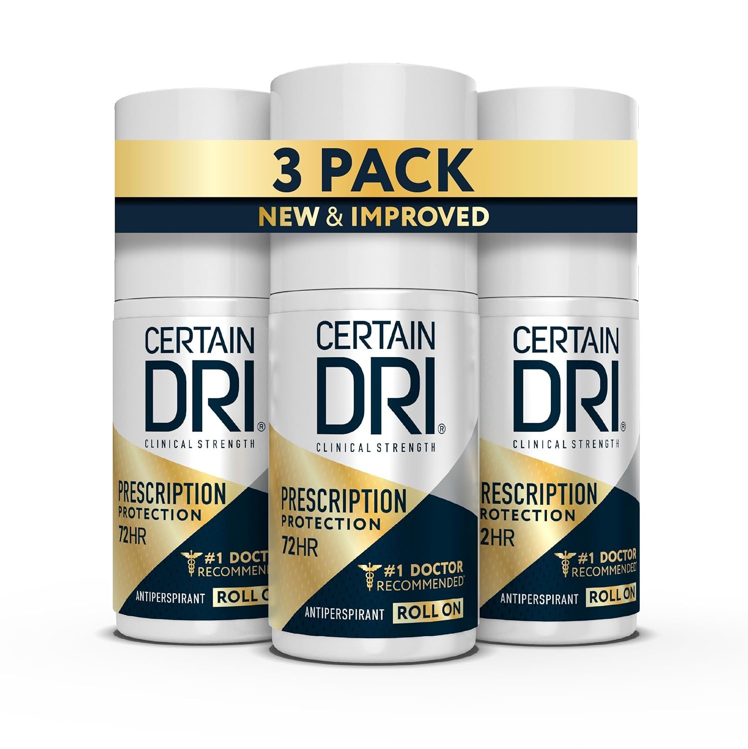 Certain Dri Rx Strength Clinical Antiperspirant Roll-On, 1.2 oz (3 Pack)