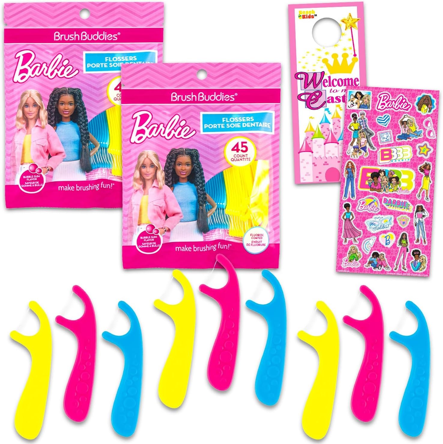 Barbie 90 Count Dental Flossers Bundle – Bubble Gum Flavor Flossers