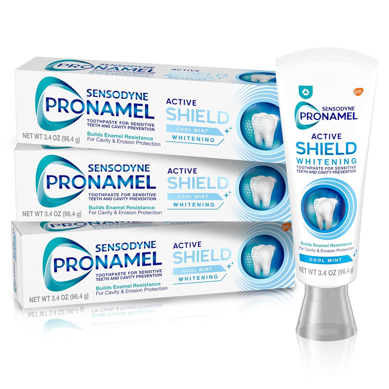 Sensodyne Pronamel Active Shield Whitening Enamel Toothpaste, 3.4 oz x 3