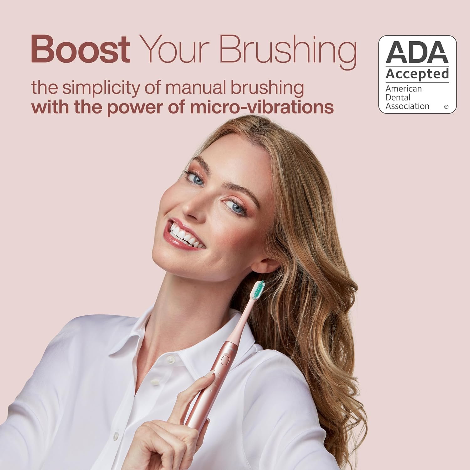 Aquasonic Icon Micro-Vibrating Sonic Toothbrush – ADA-Accepted – Blush