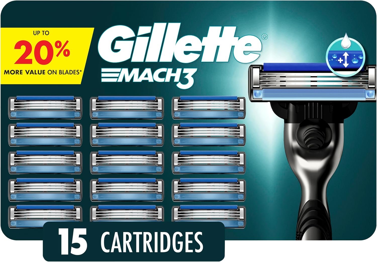 Gillette Mach3 Men’s Razor Blades, 15 Blade Refills