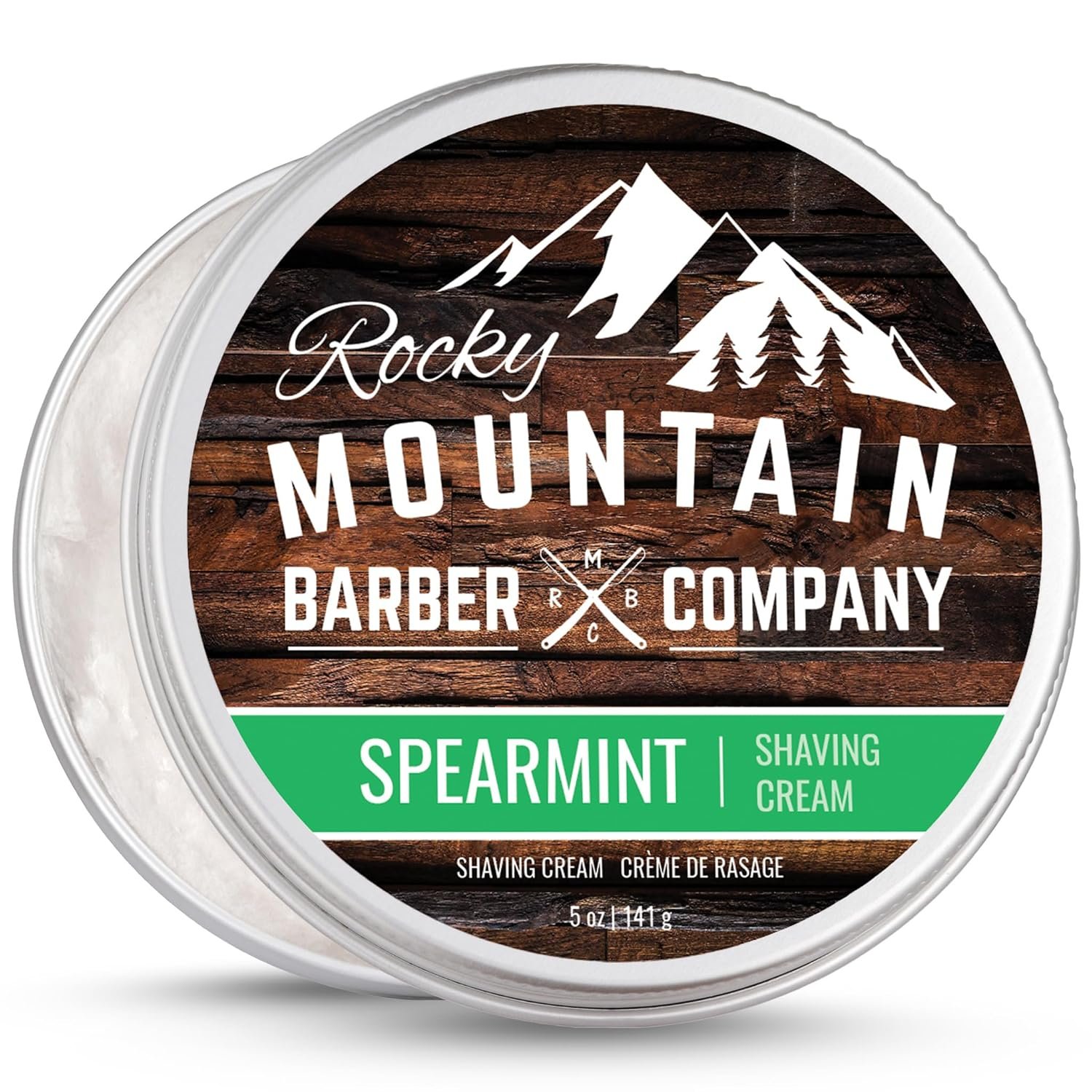 Rocky Mountain Barber Company Spearmint Shaving Cream for Men, 5 oz