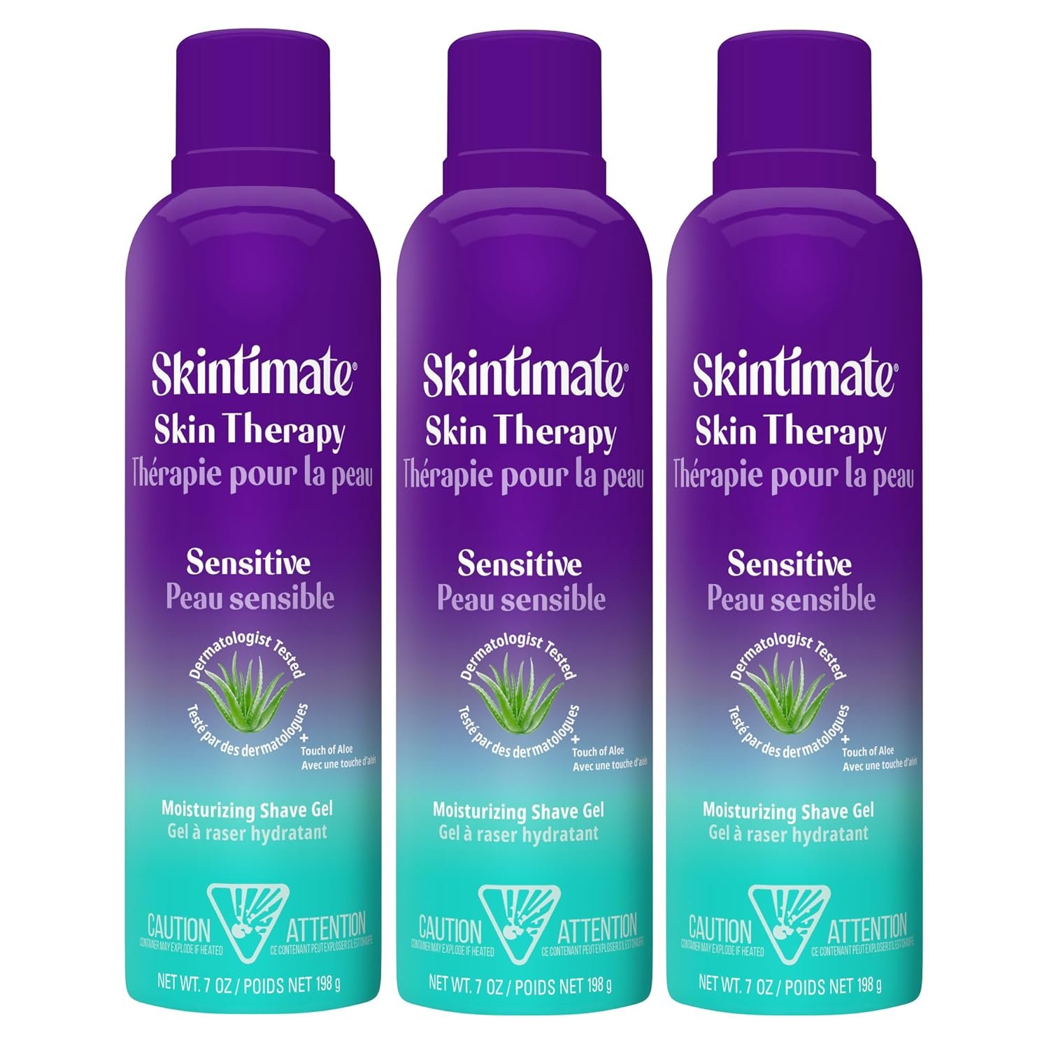 Skintimate Skin Therapy Sensitive Skin Moisturizing Shave Gel for Women with Vitamin E, Aloe and Olive Butter, 7 oz – 3 Pack