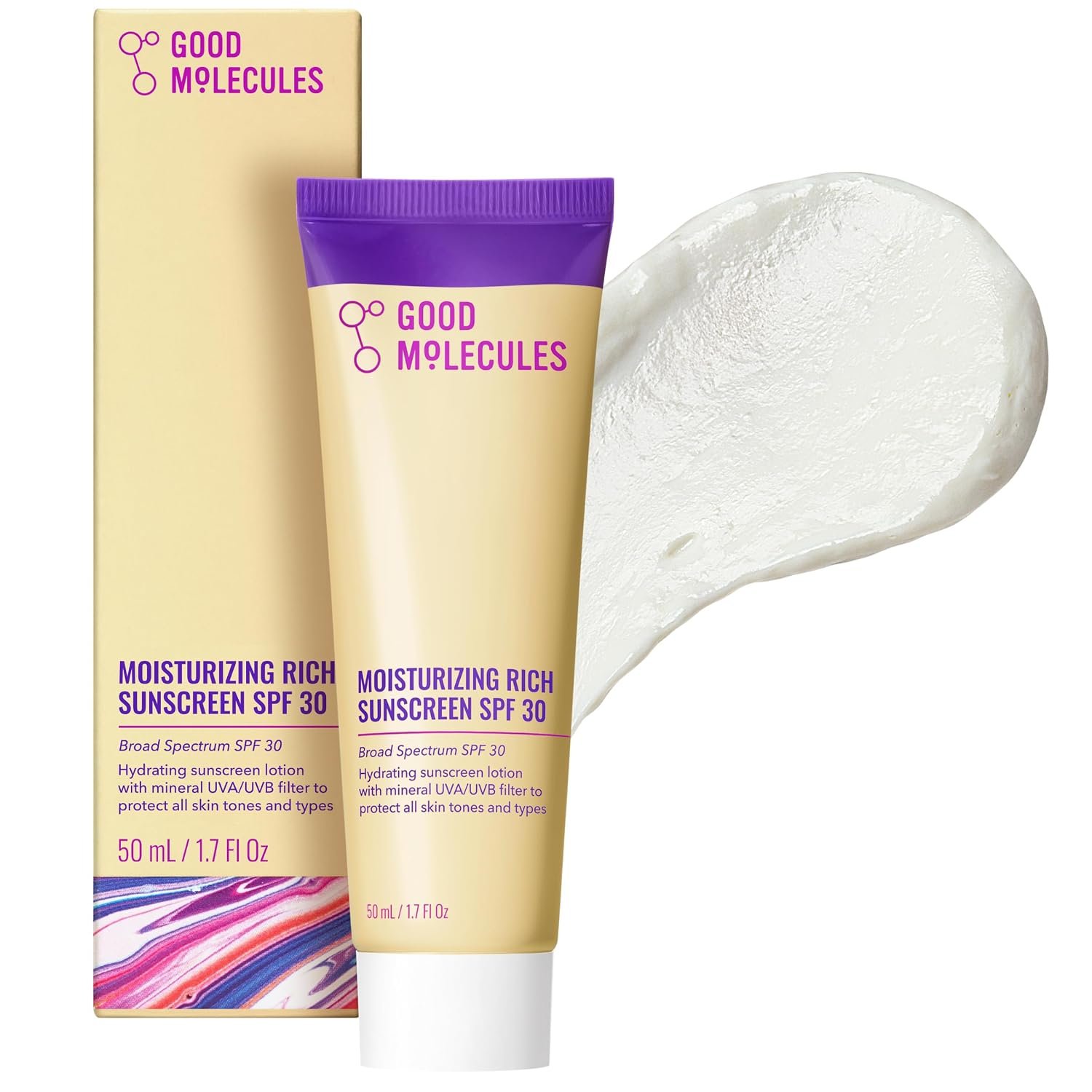 Good Molecules Moisturizing Rich Face Sunscreen Broad Spectrum SPF 30, 1 oz