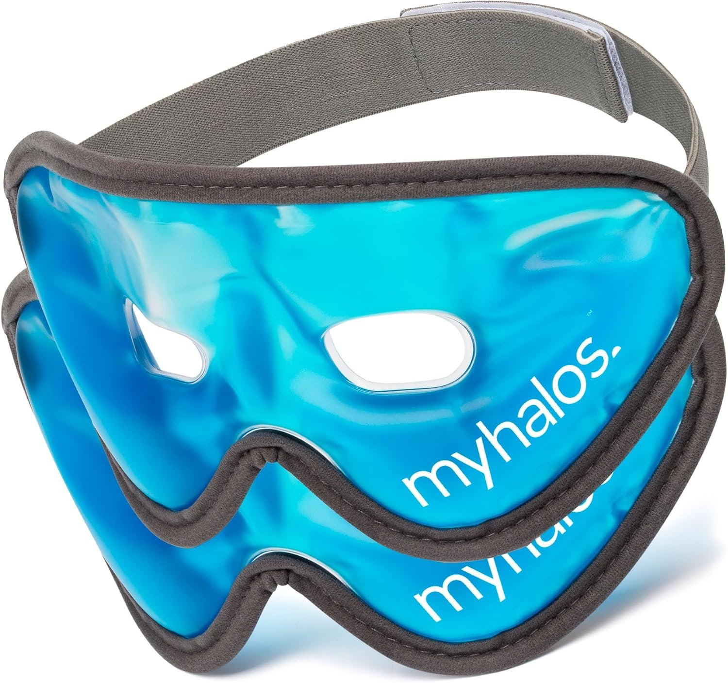 MyHalos Gel Mask – Reusable Cooling Eye Mask with Adjustable Straps – Cold Mask for Puffy Eyes, Dark Circles and Hangovers – Face Ice Pack Compress for Sinus, Headaches
