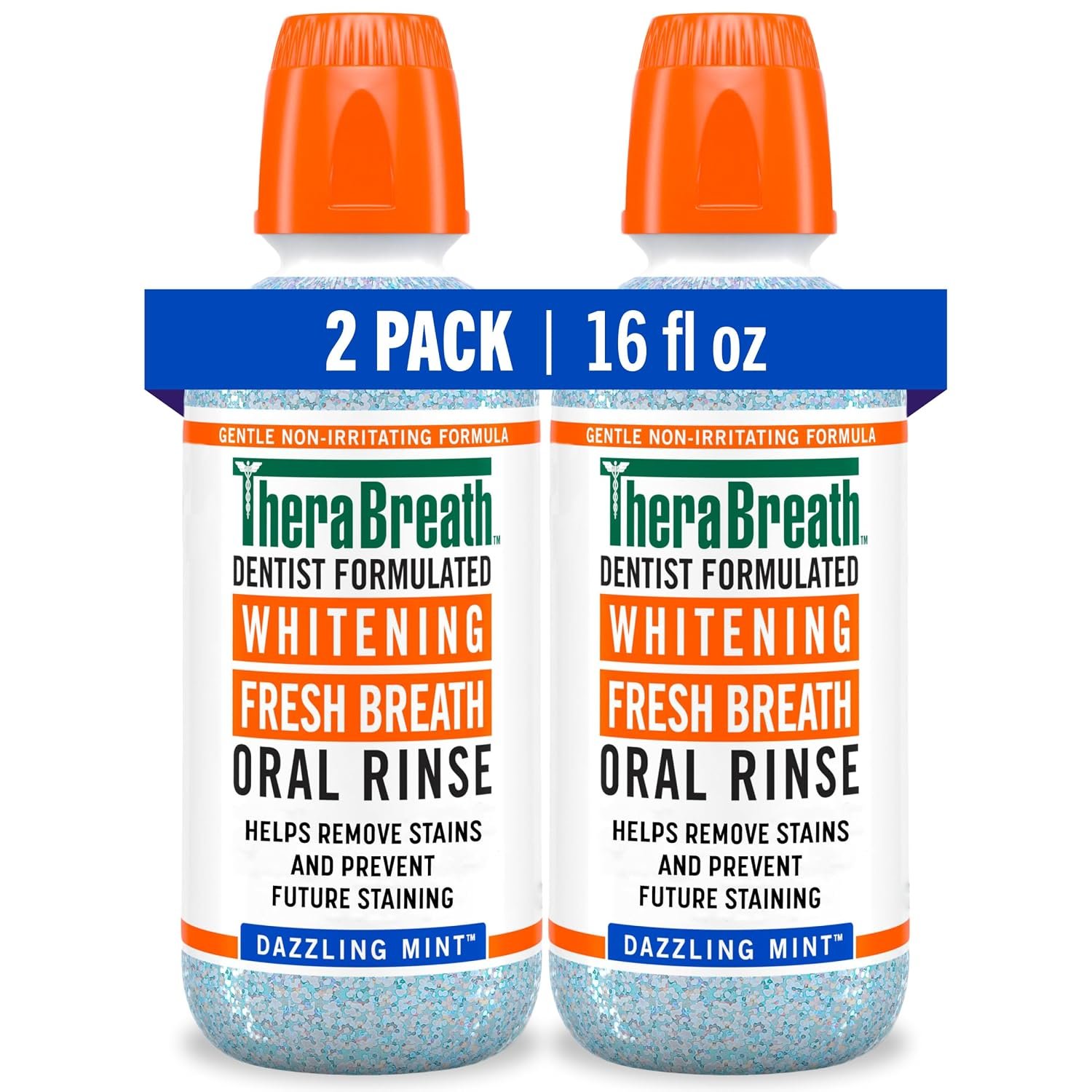 TheraBreath Whitening Mouthwash, Dazzling Mint, 16 oz, 2-Pack