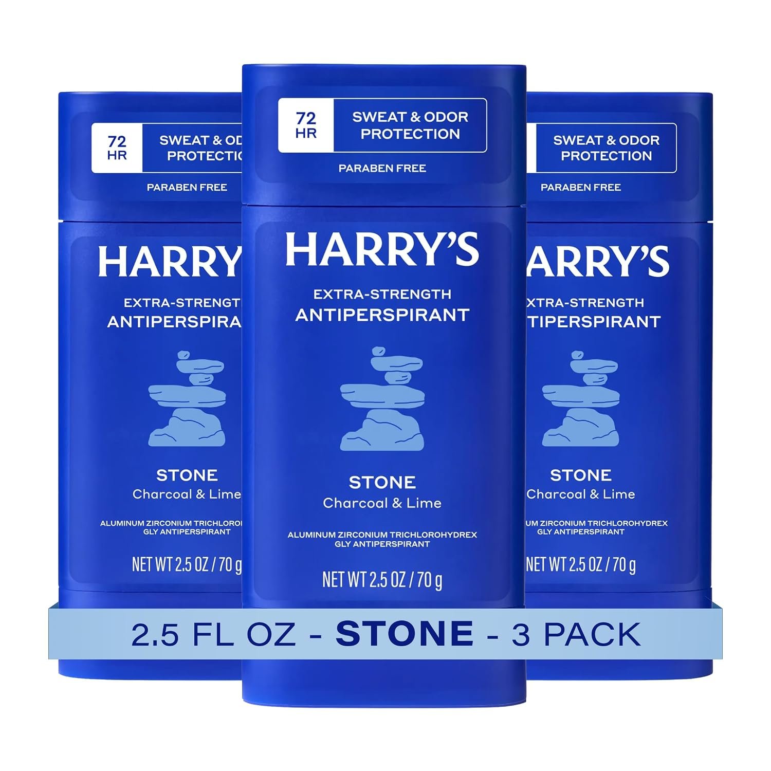 Harry’s Extra-Strength Antiperspirant Deodorant – Stone – 2.5 oz (3 Pack)