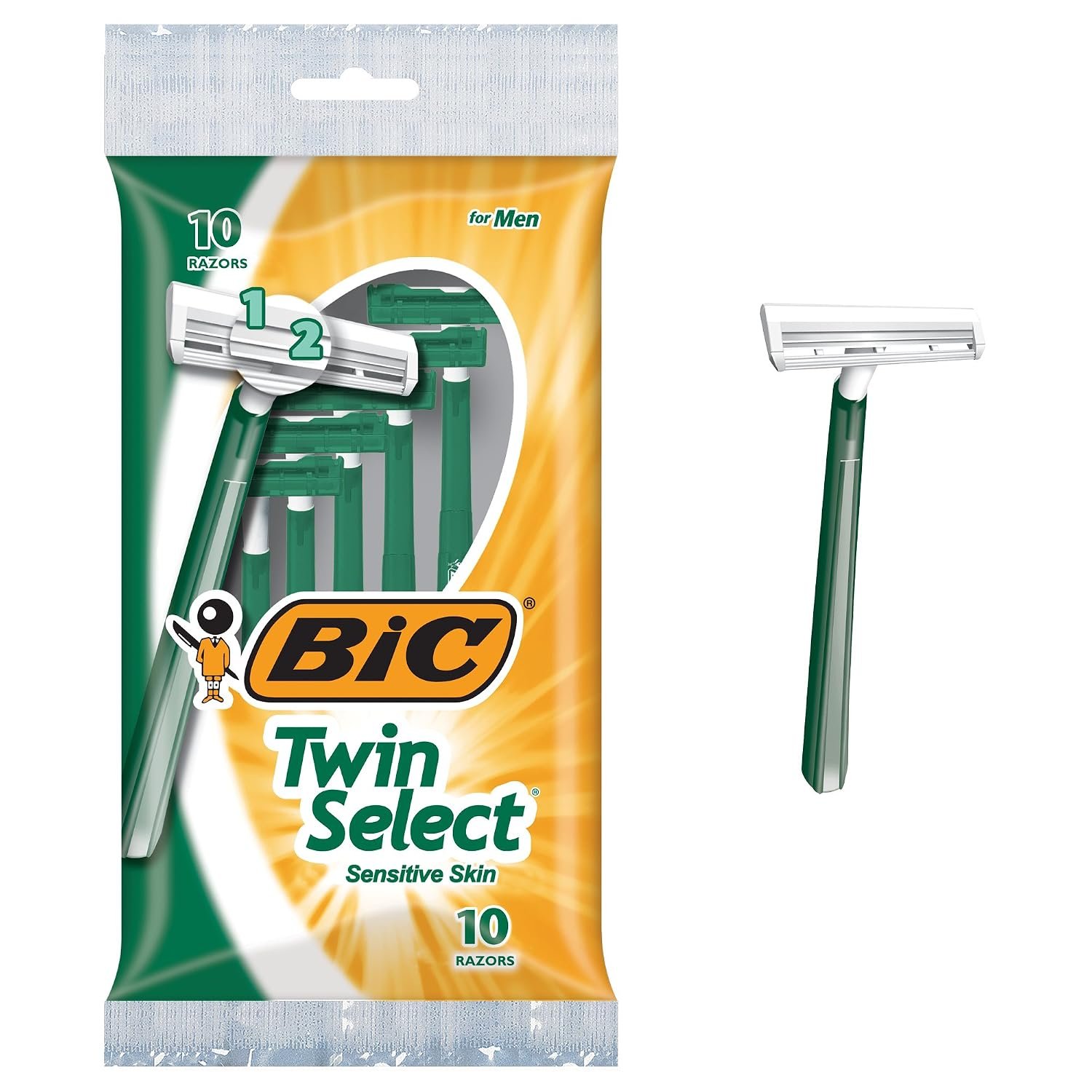 BIC Men’s Twin Select Disposable Razor, Sensitive Skin, 10 count (Pack of 3)