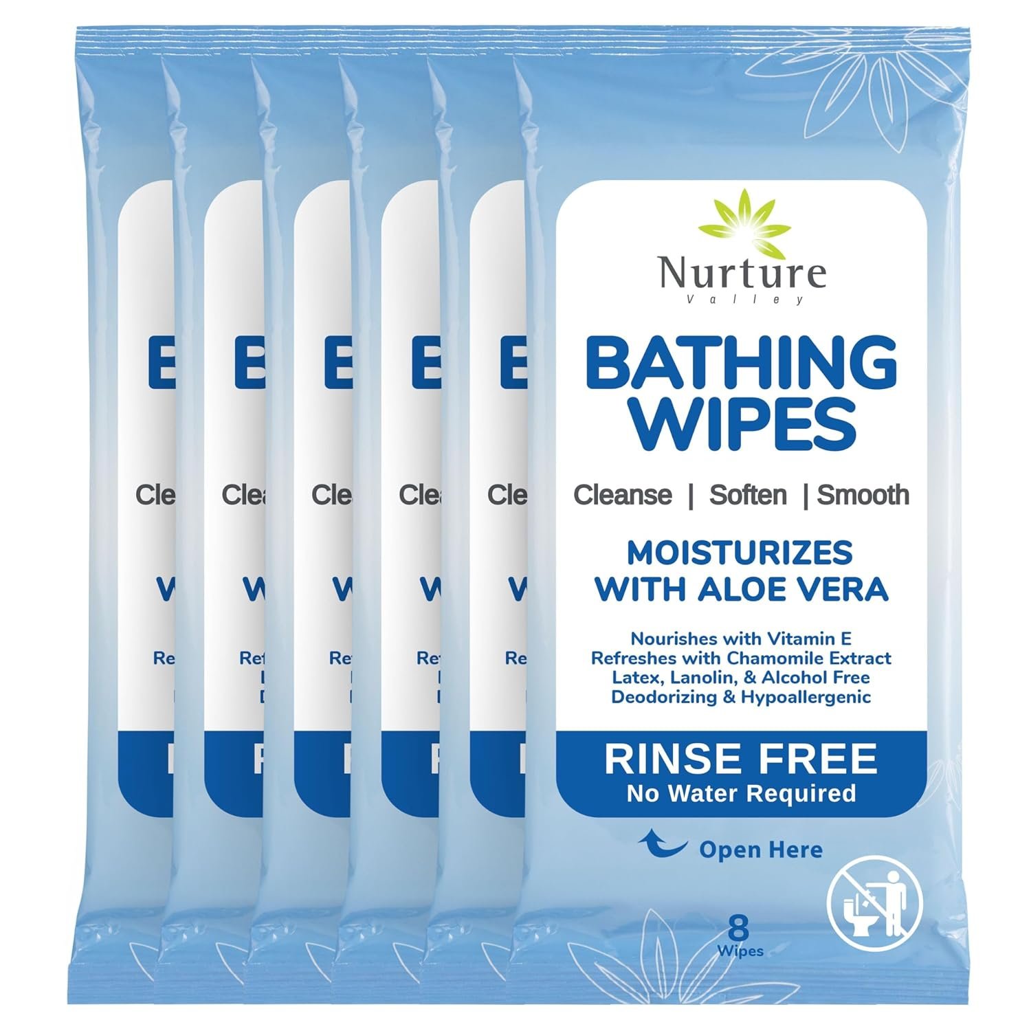 Nurture Rinse Free Bathing Disposable Adult w/Aloe Waterless Care -48 Wipes