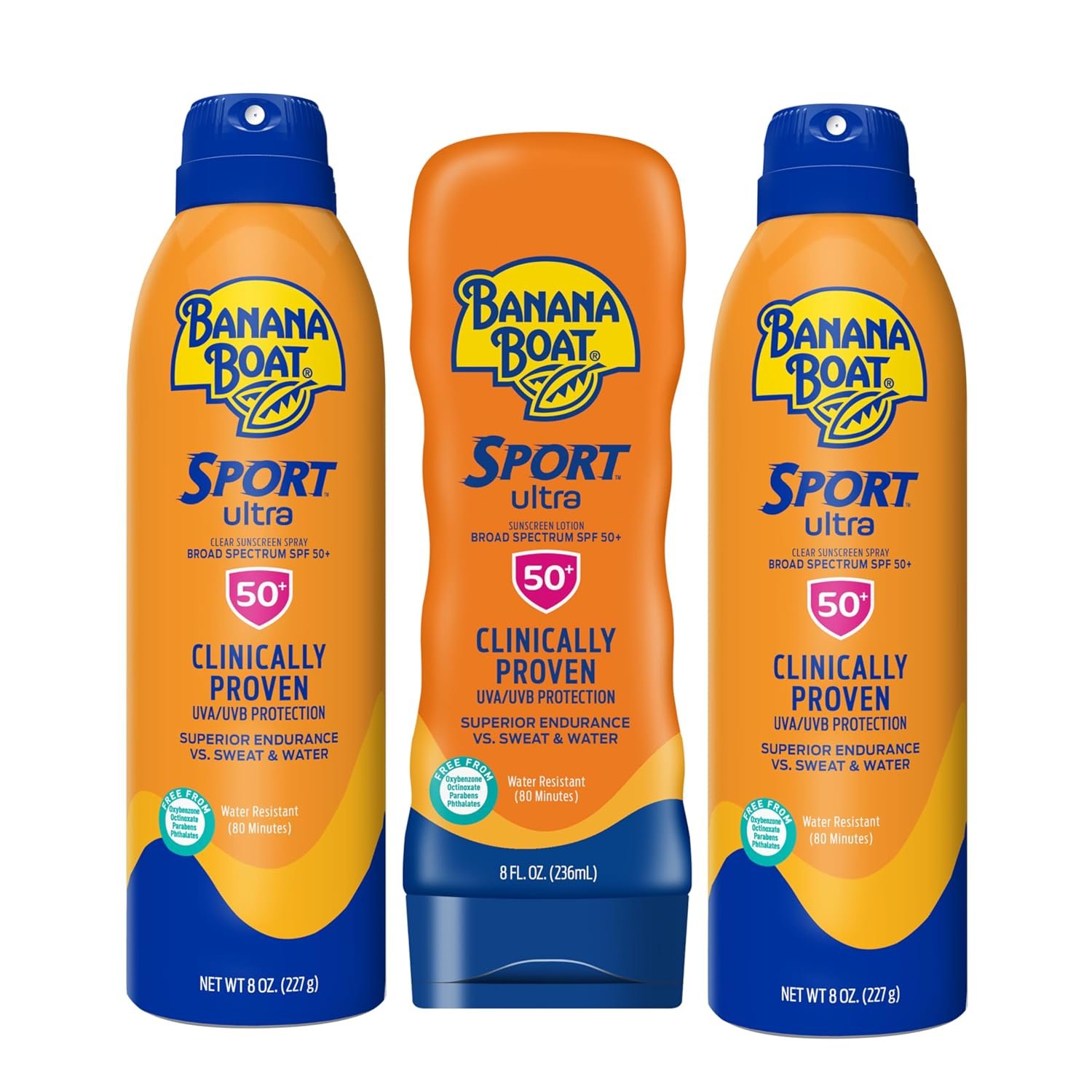 Banana Boat Sport SPF 50 Sunscreen Triple Pack, 8 oz each (Pack of 3)