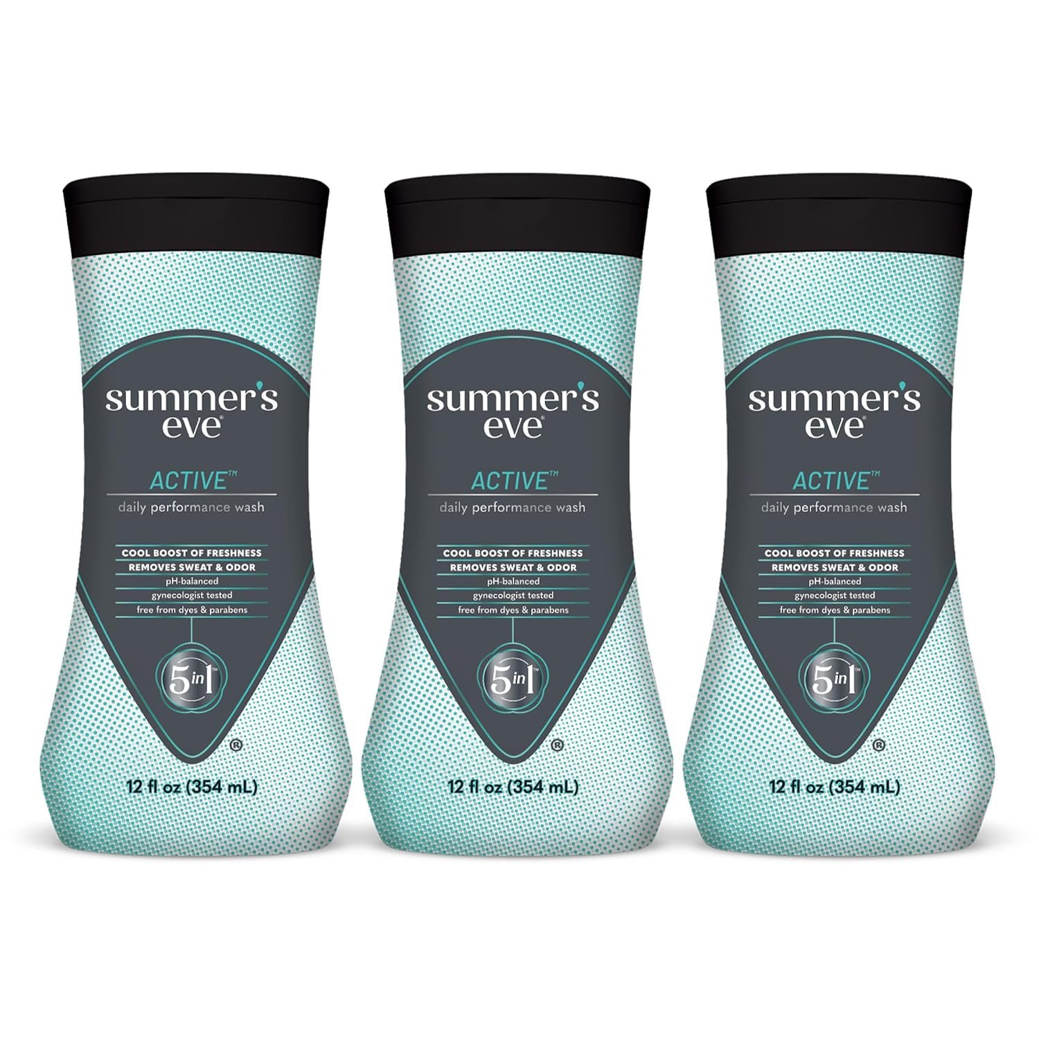 Summer’s Eve Active Daily Performance All Over Feminine Body Wash, Feminine Wash pH Balanced, 12 fl oz bottle 3 Pack