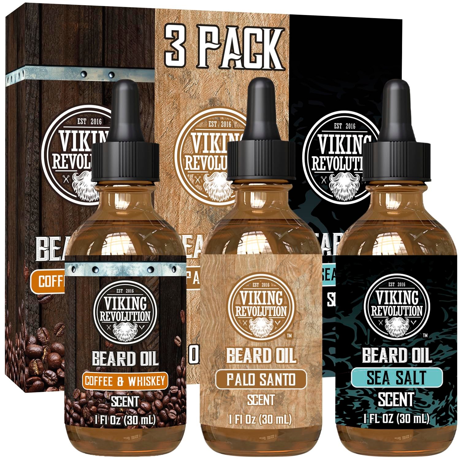 Viking Revolution Beard Oil Variety Set 4-1 oz (3 Pack)
