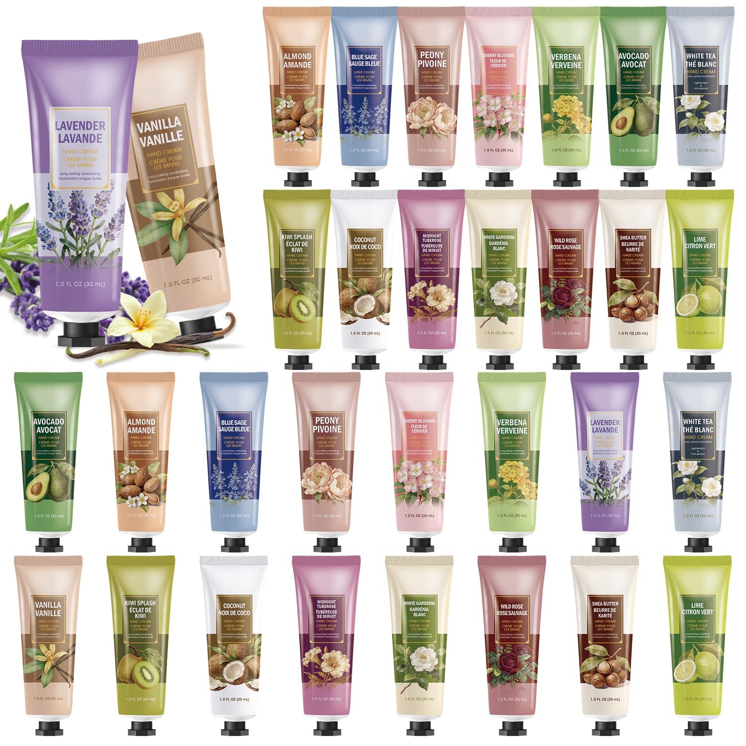 spa luxetique 32 PCS Hand Cream Bulk Gifts Set for Women, Mini Hand Lotion