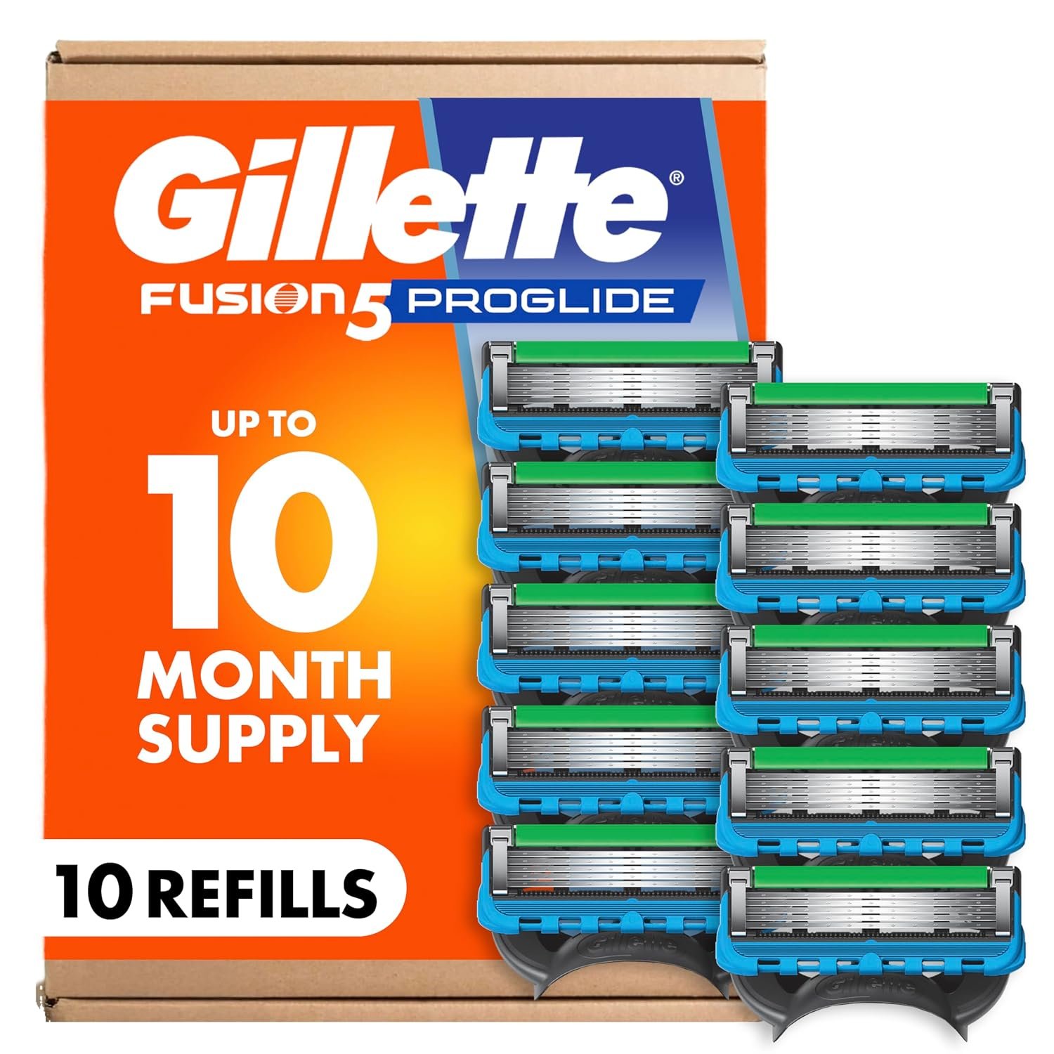 Gillette Fusion5 ProGlide Men’s 5-Blade Razor Blade Refills with Precision Trimmer, 10 Count