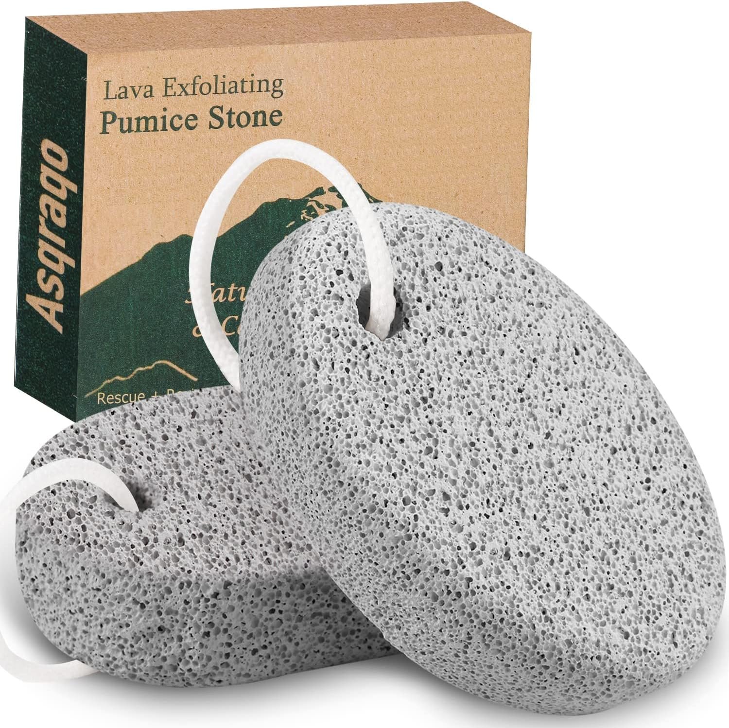 2PCS Natural Pumice Stone, Asqraqo Lava Pedicure Tools Hard Skin Callus Remover for Feet and Hands – Foot File Exfoliation to Remove Dead Skin, and Callusess