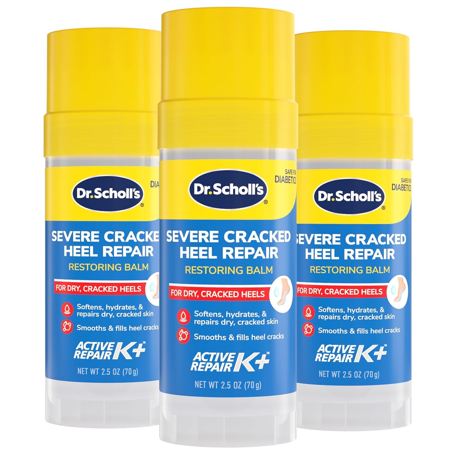 Dr. Scholl’s Severe Cracked Heel Repair Foot Cream, Urea Cream, 3-Pack