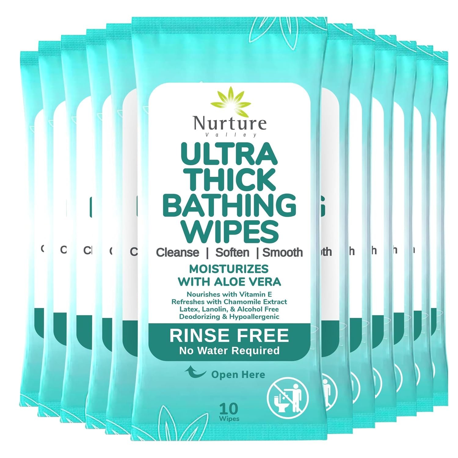Nurture XL Ultra Thick Body Wipes for Adults with Aloe No Rinse – 120 Pack