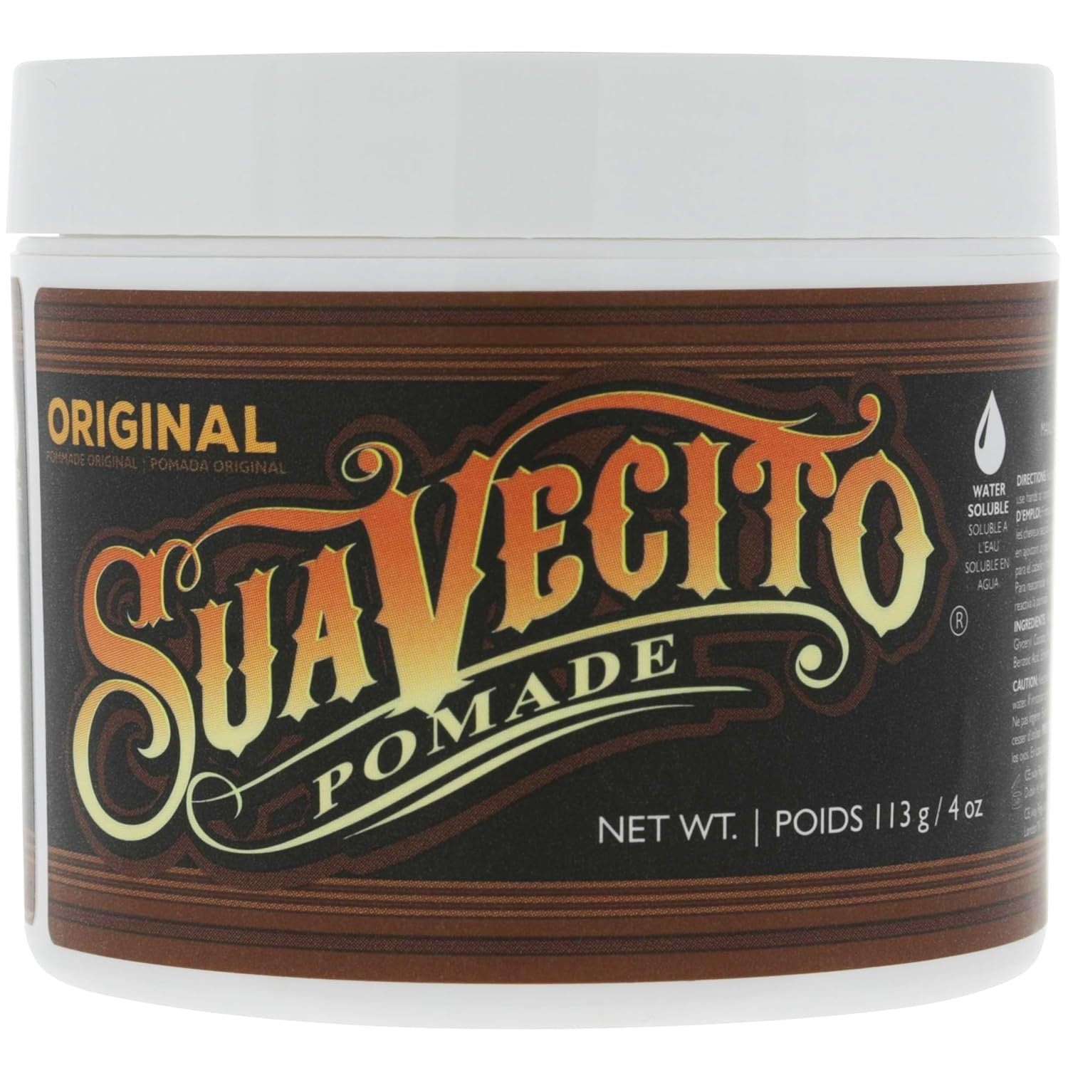 Suavecito Pomade Original Hold For Men 4 oz, 1 Pack – Medium Shine Water Based Wax Like Flake Free Hair Gel – Easy To Wash Out – All Day Hold For All Hairstyles