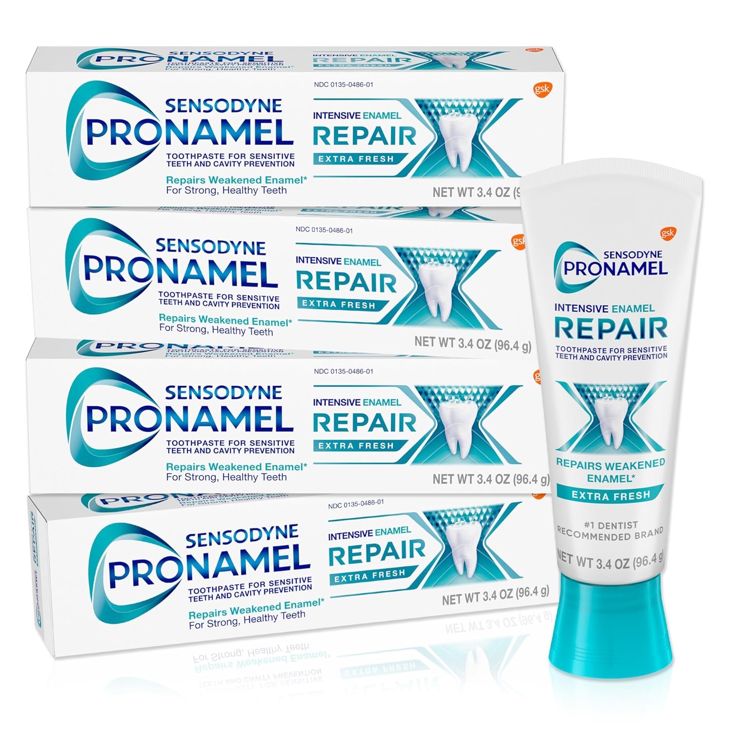 Sensodyne Pronamel Intensive Enamel Repair Extra Fresh Toothpaste,3.4 Oz x4