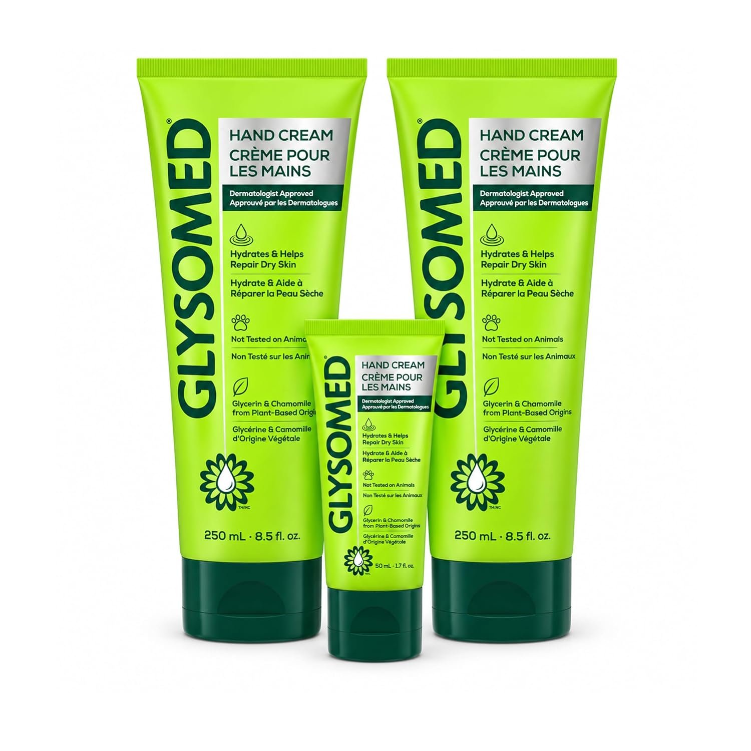 Glysomed Hand Cream Combo 3 Pack (2 X Large Tube 8.5 Fl Oz + 1 X Purse Size 1.7 Fl Oz)