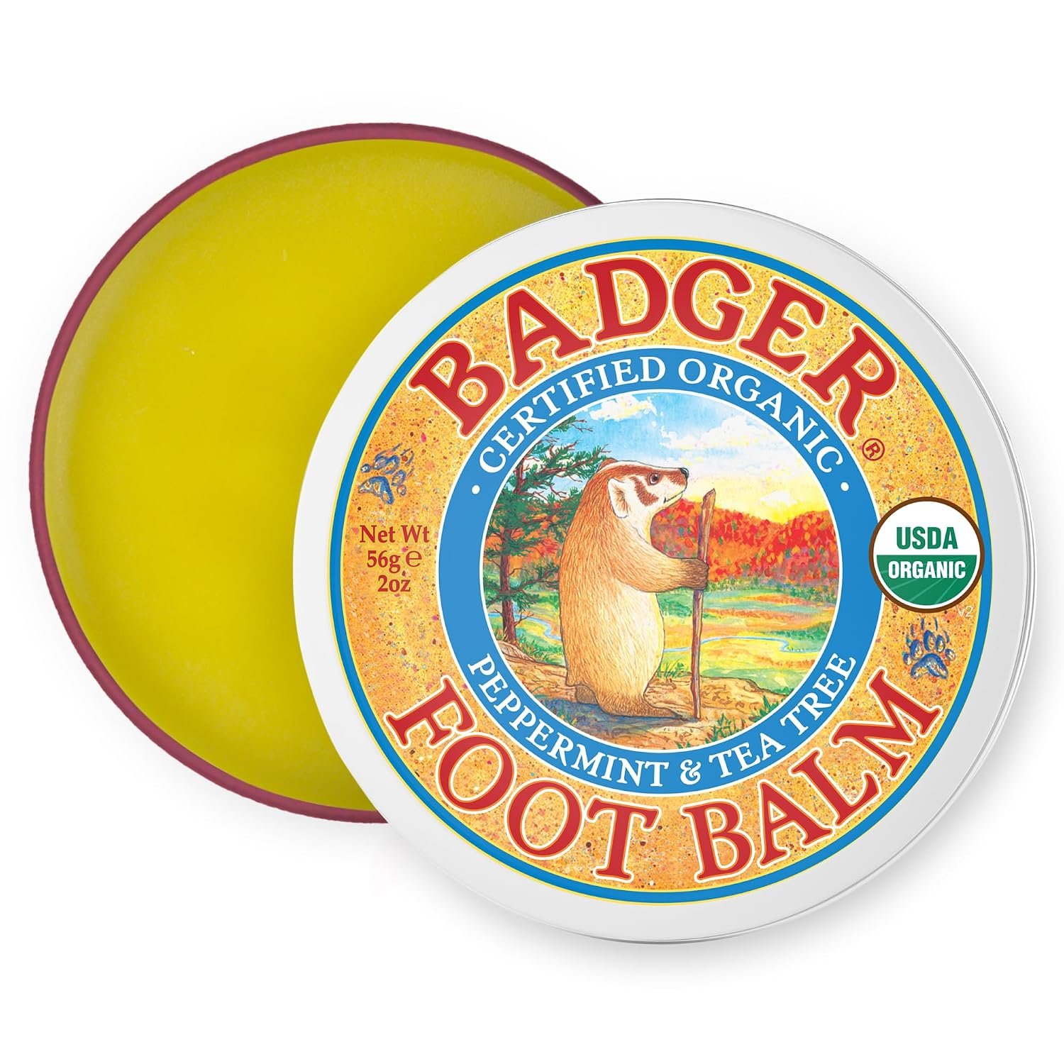 Badger Organic Foot Balm, Cracked Heel Treatment, 2 oz Tin